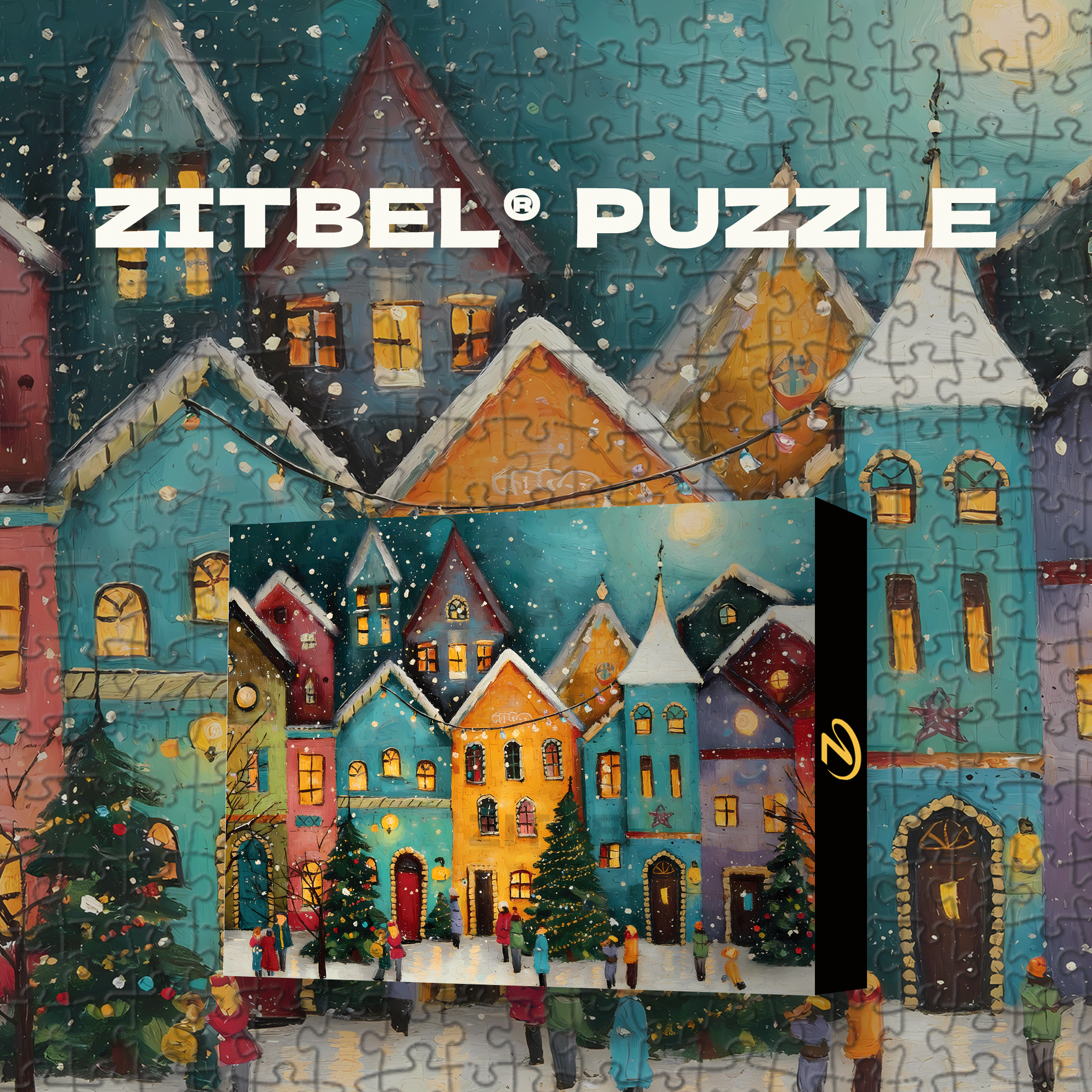 Warm Town in a Snowy Night 500pcs/1000pcs Jigsaw Puzzle, Scratch-Resistant, Interactive Family Game & Brain-Boosting DIY Decor, Perfect for Halloween, Christmas & New Year Gifts, Family Puzzle Game