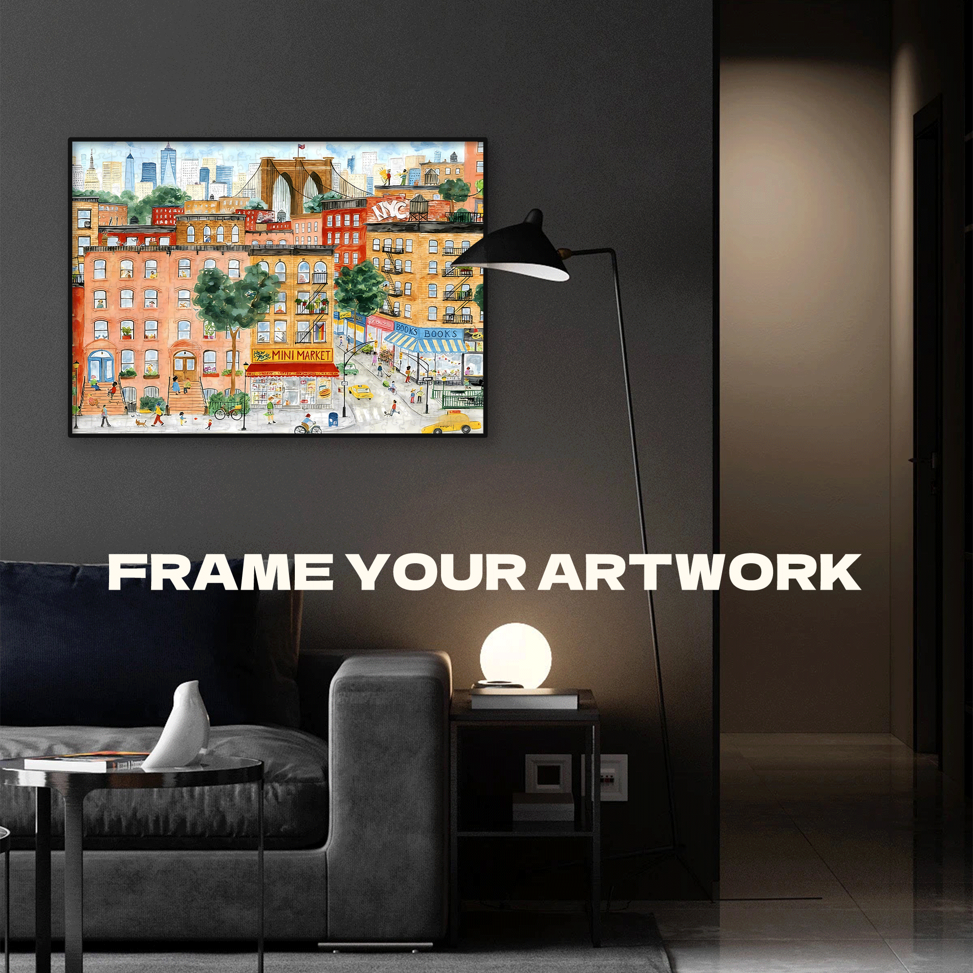Warm-toned Brooklyn 500pcs/1000pcs Jigsaw Puzzle, Scratch-Resistant, Interactive Family Game & Brain-Boosting DIY Decor, Perfect for Halloween, Christmas & New Year Gifts, Family Puzzle Game