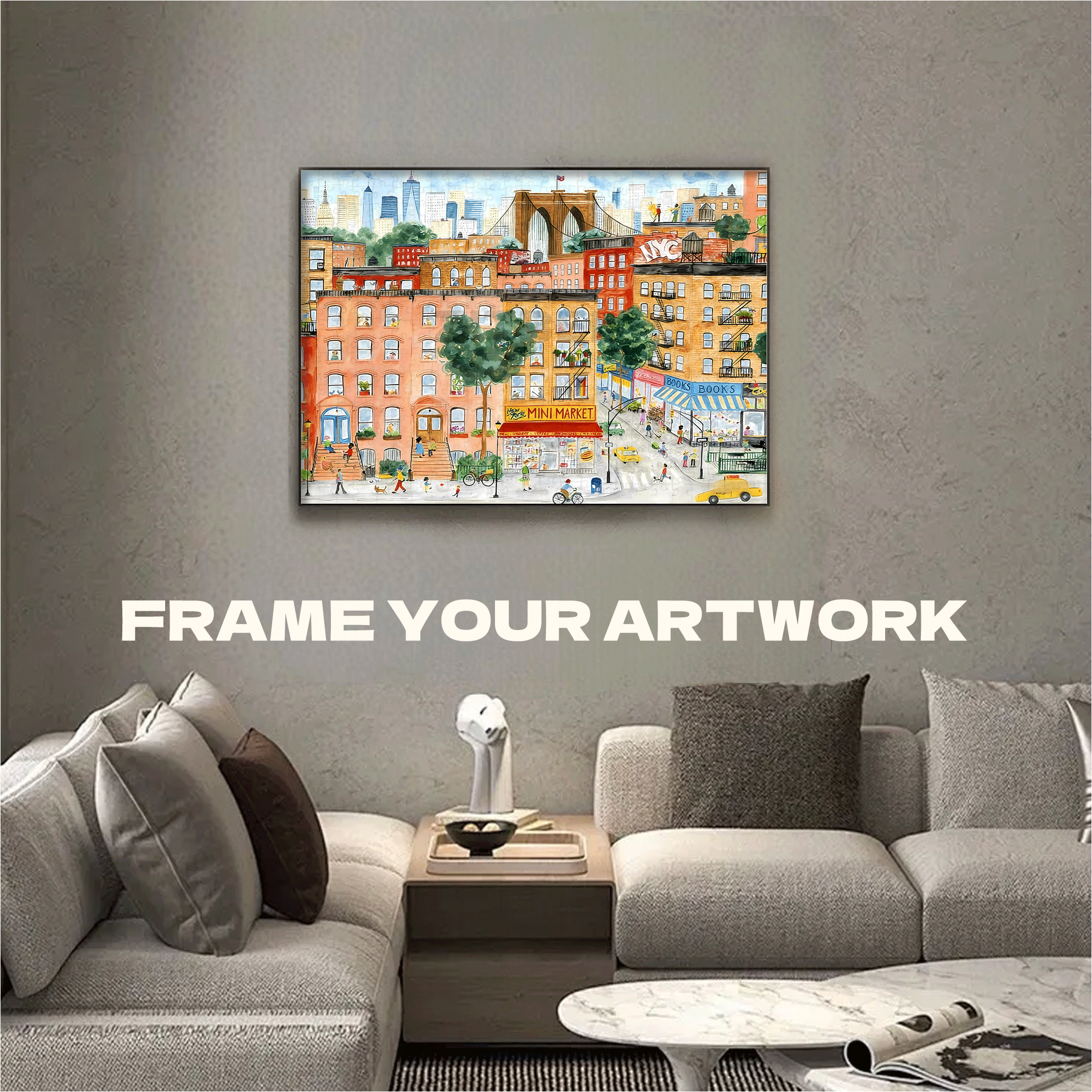 Warm-toned Brooklyn 500pcs/1000pcs Jigsaw Puzzle, Scratch-Resistant, Interactive Family Game & Brain-Boosting DIY Decor, Perfect for Halloween, Christmas & New Year Gifts, Family Puzzle Game