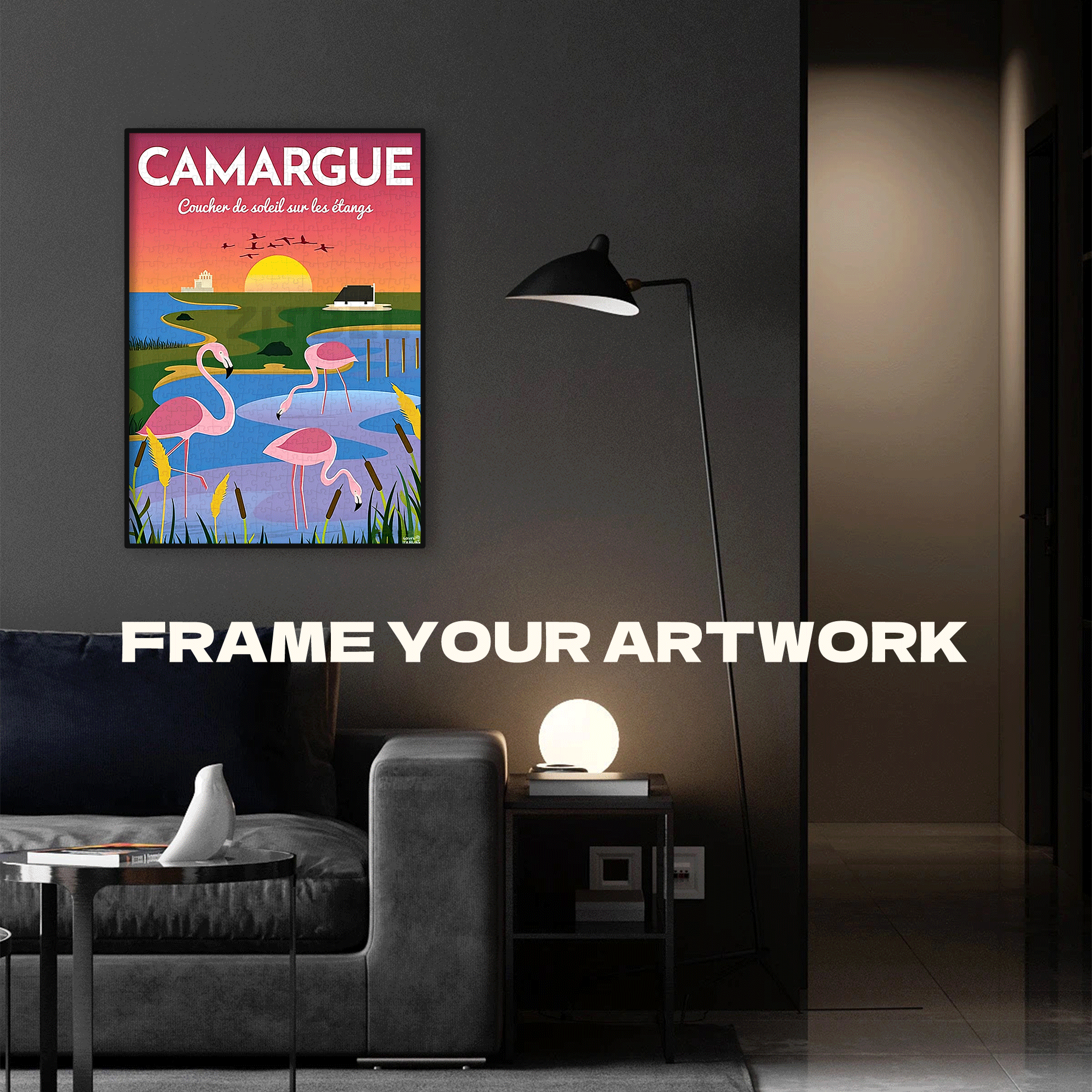 Affiche de la Camargue 500pcs/1000pcs Jigsaw Puzzle, Scratch-Resistant, Interactive Family Game & Brain-Boosting DIY Decor, Perfect for Halloween, Christmas & New Year Gifts, Family Puzzle Game