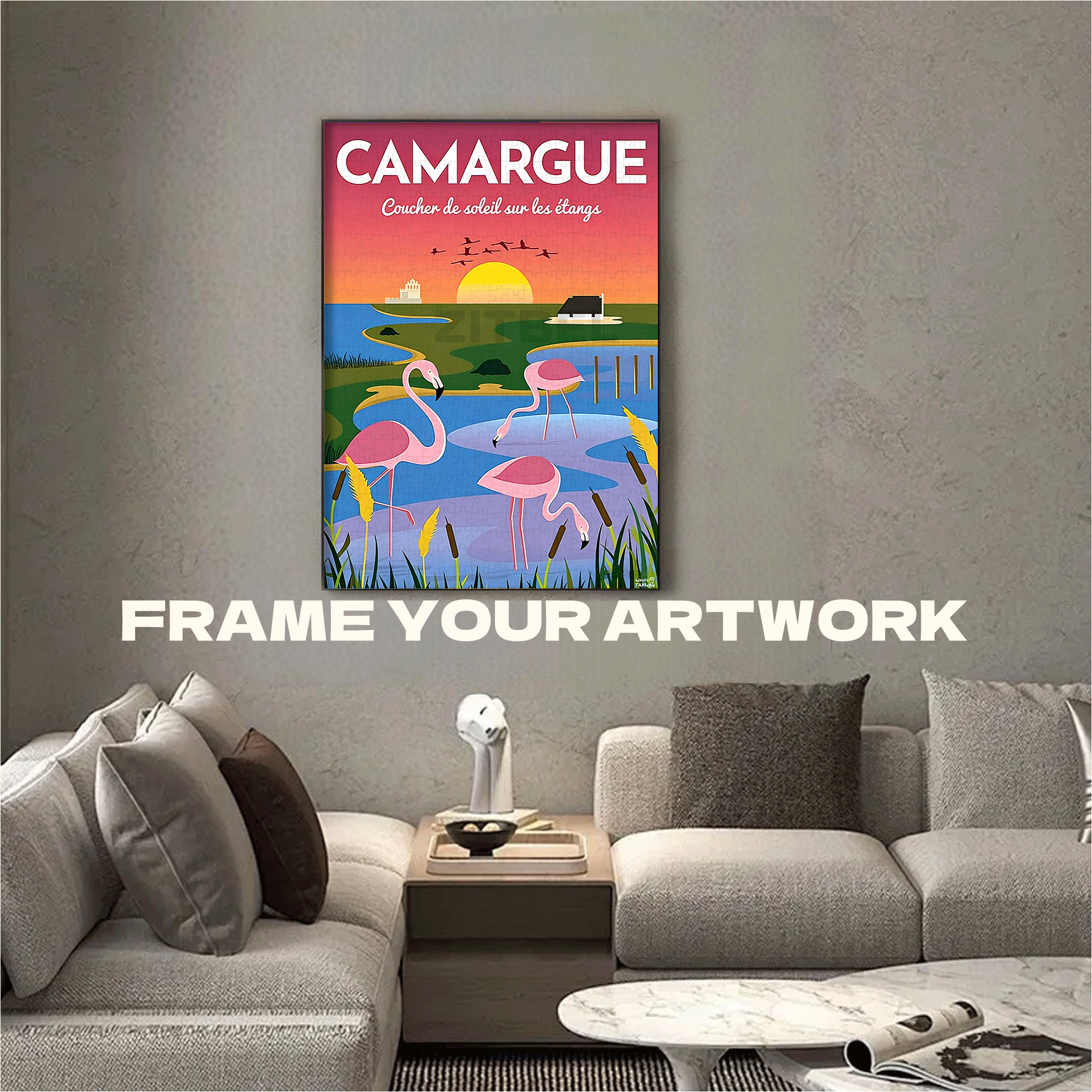 Affiche de la Camargue 500pcs/1000pcs Jigsaw Puzzle, Scratch-Resistant, Interactive Family Game & Brain-Boosting DIY Decor, Perfect for Halloween, Christmas & New Year Gifts, Family Puzzle Game