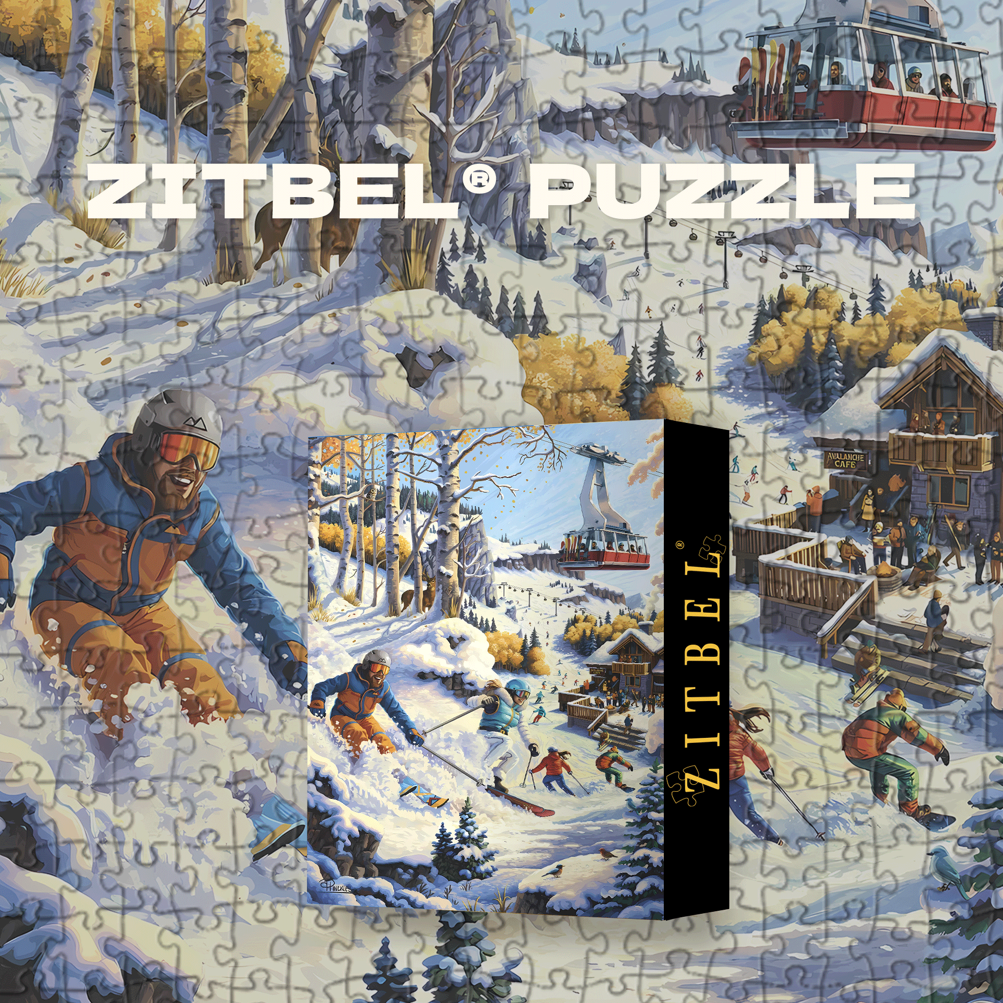 Alpine Skiing 500pcs/1000pcs Jigsaw Puzzle, Scratch-Resistant, Interactive Family Game & Brain-Boosting DIY Decor, Perfect for Halloween, Christmas & New Year Gifts, Family Puzzle Game