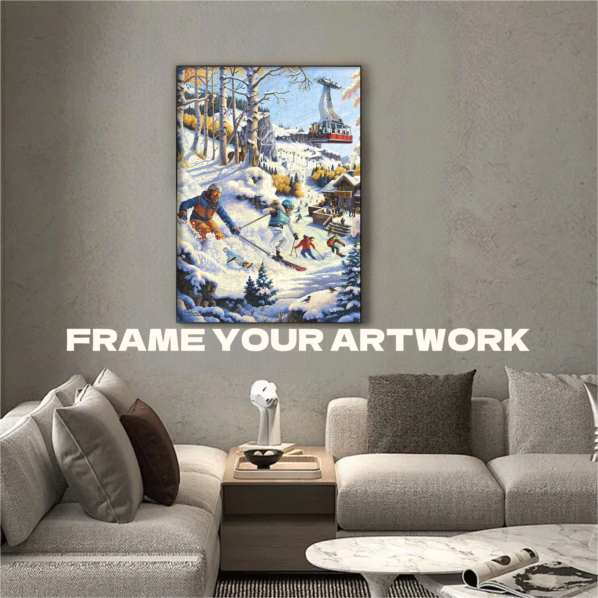 Alpine Skiing 500pcs/1000pcs Jigsaw Puzzle, Scratch-Resistant, Interactive Family Game & Brain-Boosting DIY Decor, Perfect for Halloween, Christmas & New Year Gifts, Family Puzzle Game