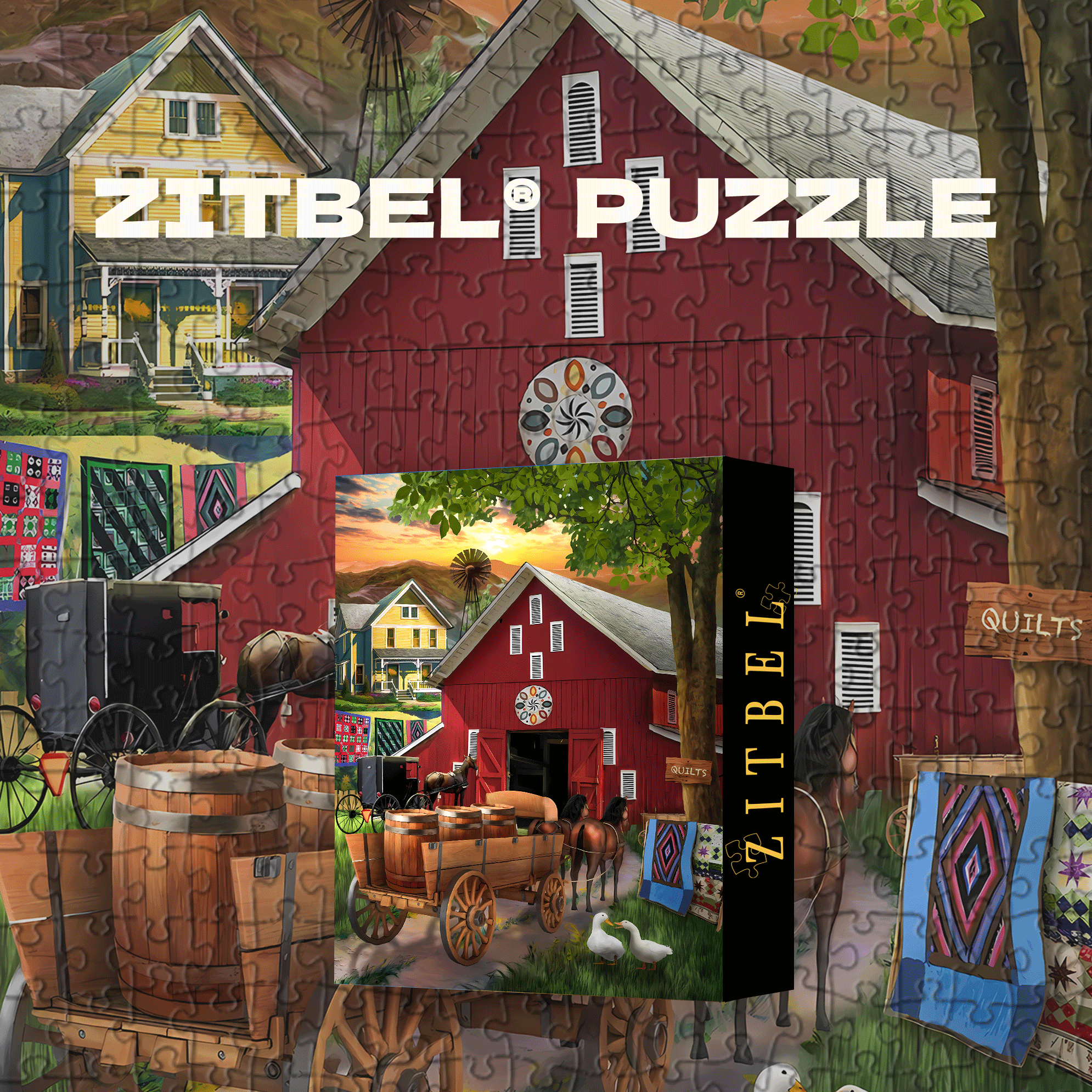 Amish Paradise 500pcs/1000pcs Jigsaw Puzzle, Scratch-Resistant, Interactive Family Game & Brain-Boosting DIY Decor, Perfect for Halloween, Christmas & New Year Gifts, Family Puzzle Game