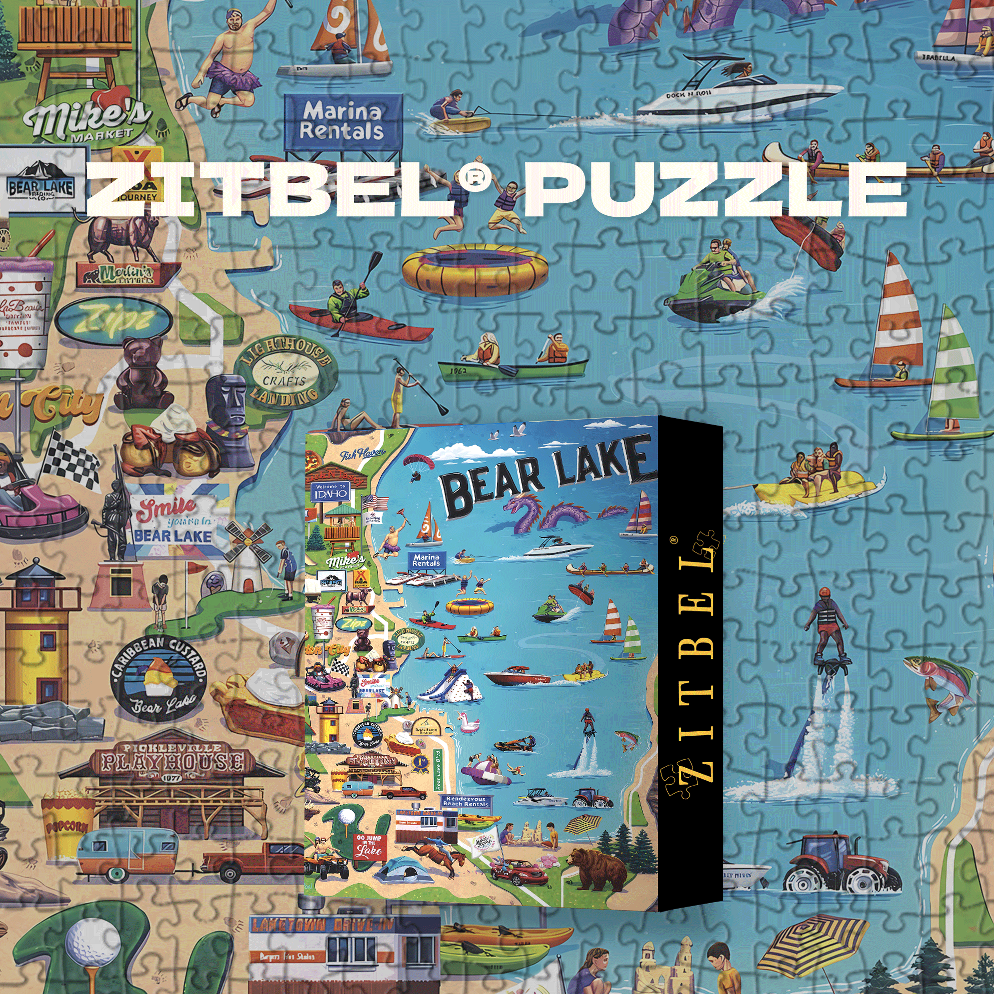 Bear Lake 500pcs/1000pcs Jigsaw Puzzle, Scratch-Resistant, Interactive Family Game & Brain-Boosting DIY Decor, Perfect for Halloween, Christmas & New Year Gifts, Family Puzzle Game