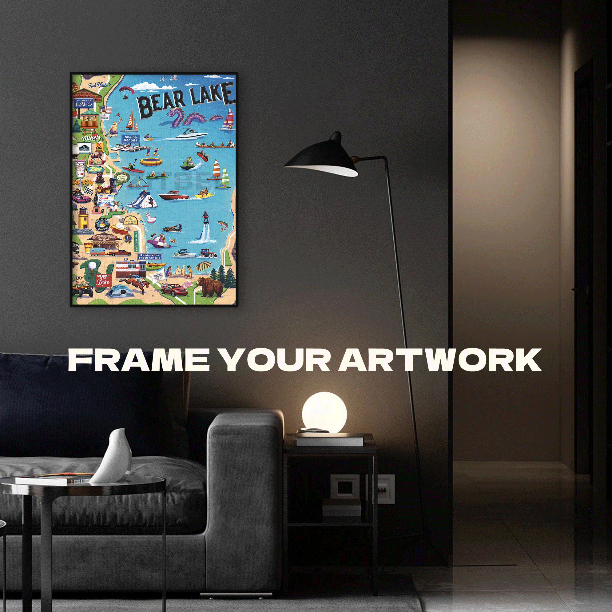 Bear Lake 500pcs/1000pcs Jigsaw Puzzle, Scratch-Resistant, Interactive Family Game & Brain-Boosting DIY Decor, Perfect for Halloween, Christmas & New Year Gifts, Family Puzzle Game