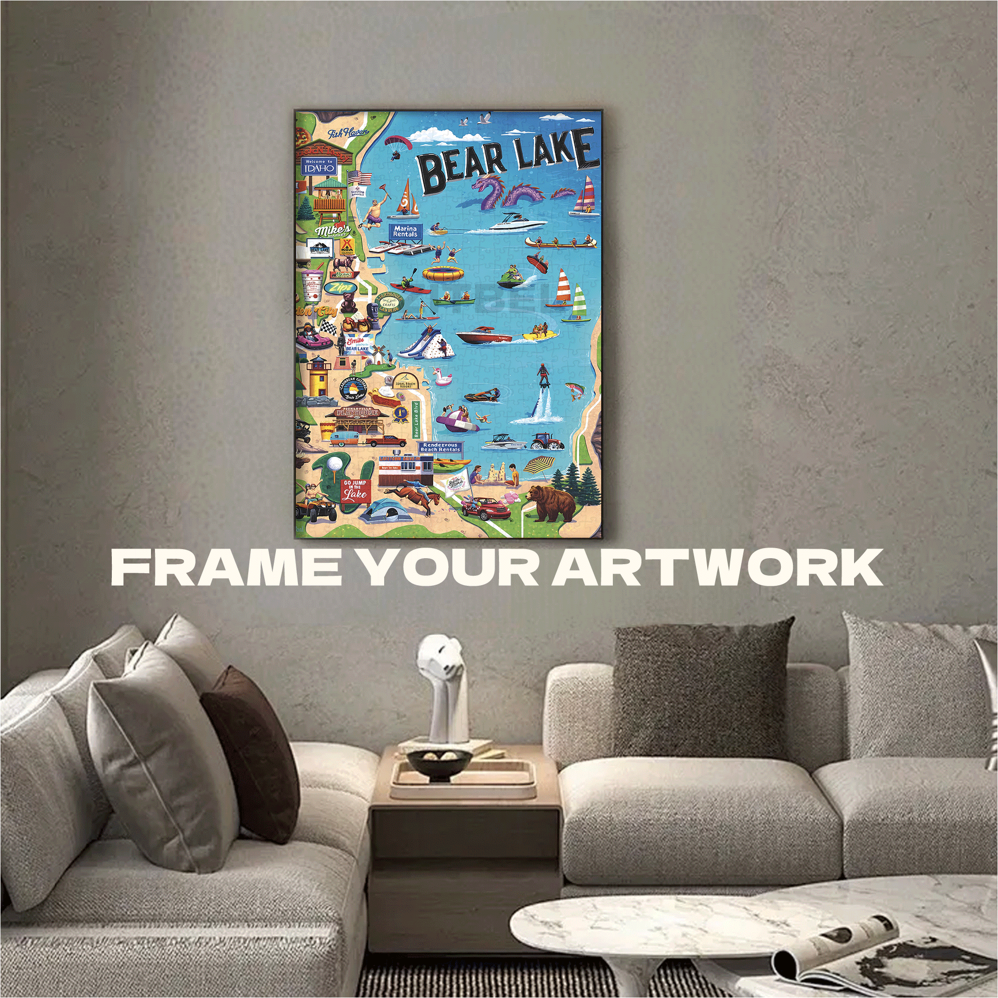 Bear Lake 500pcs/1000pcs Jigsaw Puzzle, Scratch-Resistant, Interactive Family Game & Brain-Boosting DIY Decor, Perfect for Halloween, Christmas & New Year Gifts, Family Puzzle Game