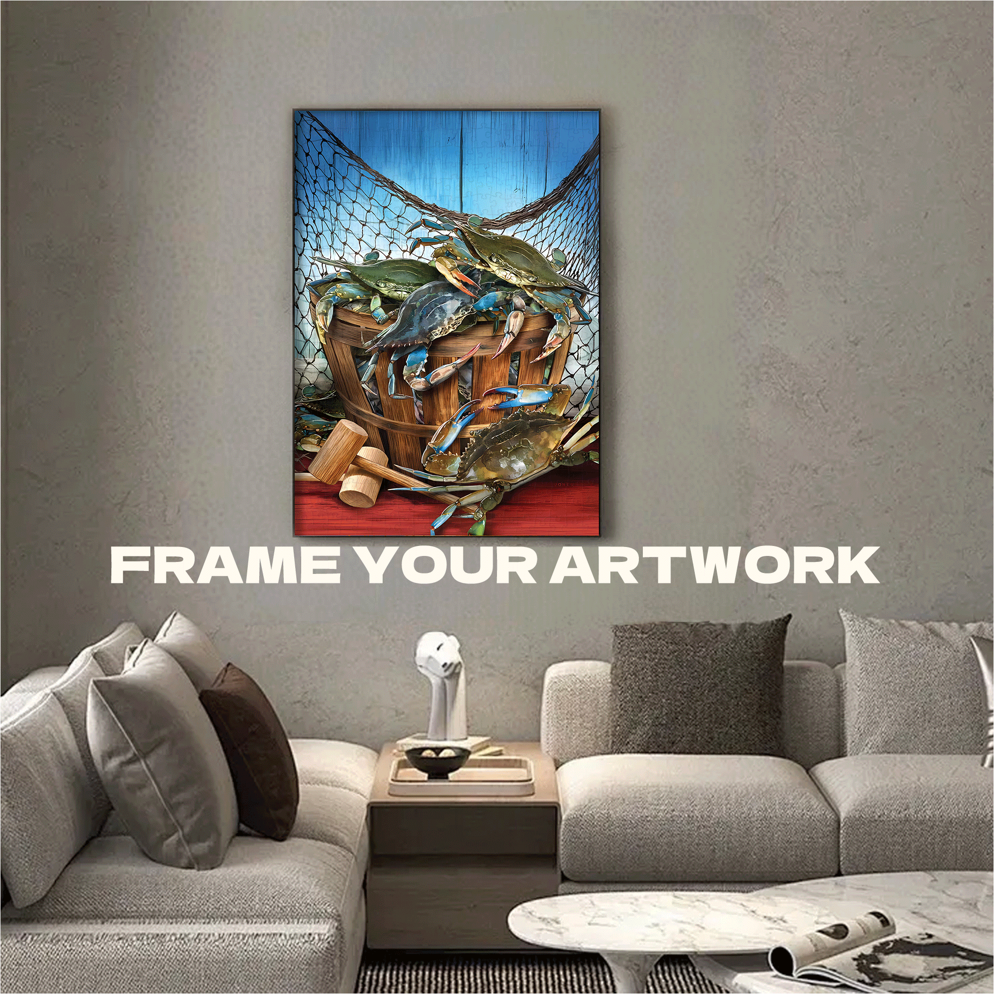 Crab Catch 500pcs/1000pcs Jigsaw Puzzle, Scratch-Resistant, Interactive Family Game & Brain-Boosting DIY Decor, Perfect for Halloween, Christmas & New Year Gifts, Family Puzzle Game