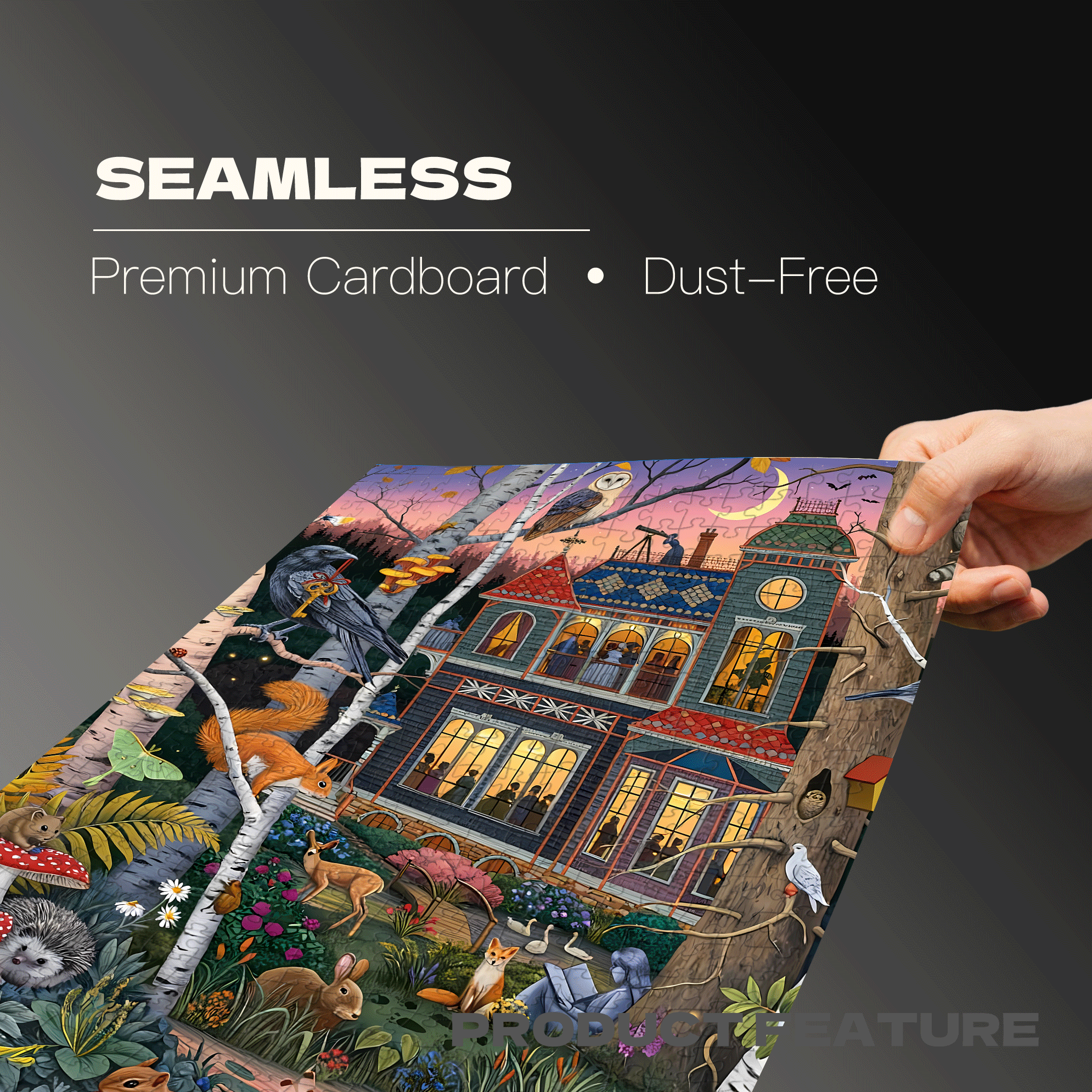 Dusk Refining Forest House 500pcs/1000pcs Jigsaw Puzzle, Scratch-Resistant, Interactive Family Game & Brain-Boosting DIY Decor, Perfect for Halloween, Christmas & New Year Gifts, Family Puzzle Game