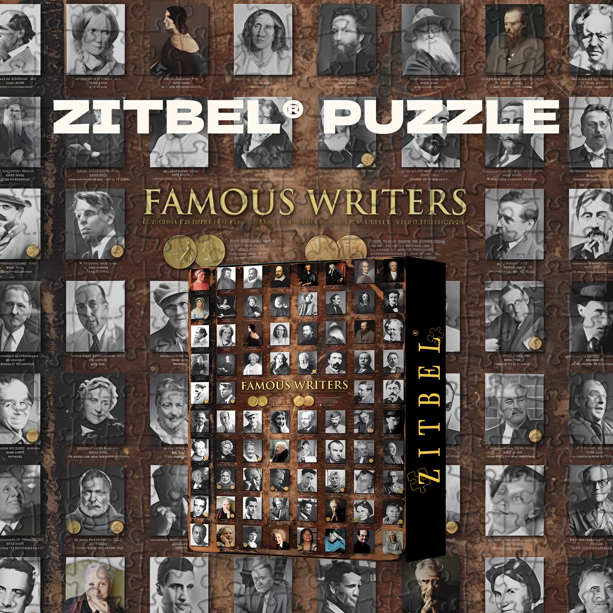 Famous Writers 500pcs/1000pcs Jigsaw Puzzle, Scratch-Resistant, Interactive Family Game & Brain-Boosting DIY Decor, Perfect for Halloween, Christmas & New Year Gifts, Family Puzzle Game