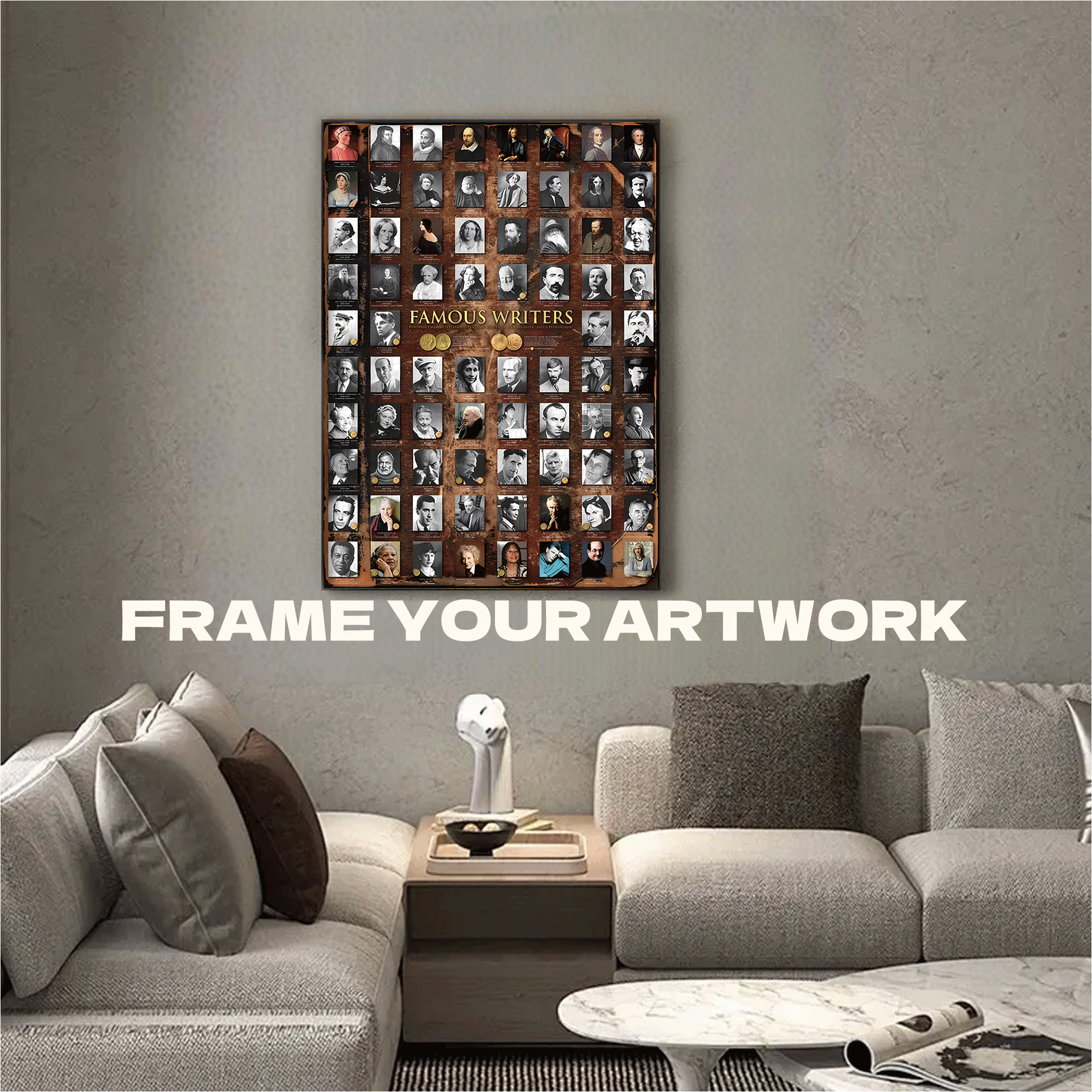 Famous Writers 500pcs/1000pcs Jigsaw Puzzle, Scratch-Resistant, Interactive Family Game & Brain-Boosting DIY Decor, Perfect for Halloween, Christmas & New Year Gifts, Family Puzzle Game