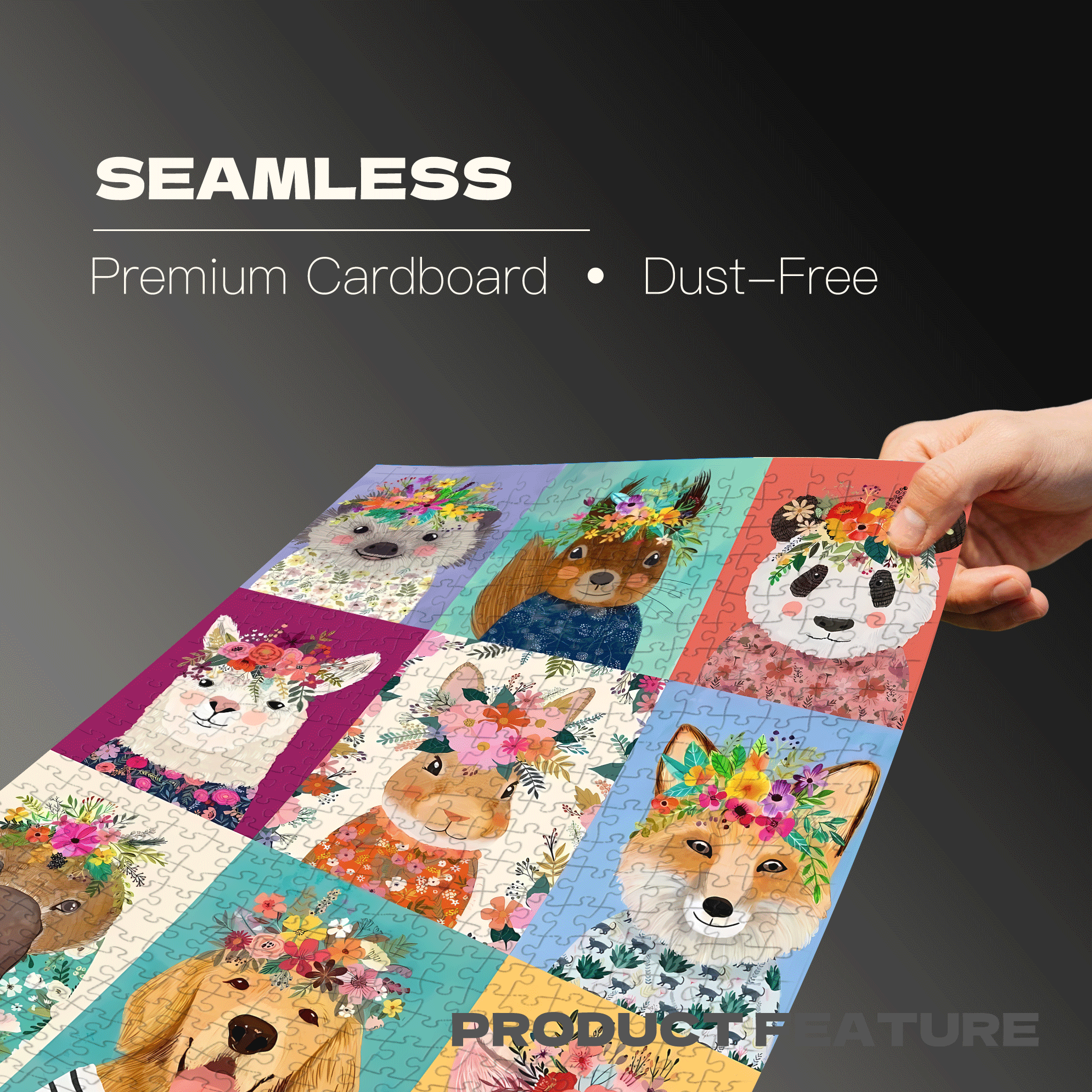 Flowers & Animals 2 500pcs/1000pcs Jigsaw Puzzle, Scratch-Resistant, Interactive Family Game & Brain-Boosting DIY Decor, Perfect for Halloween, Christmas & New Year Gifts, Family Puzzle Game