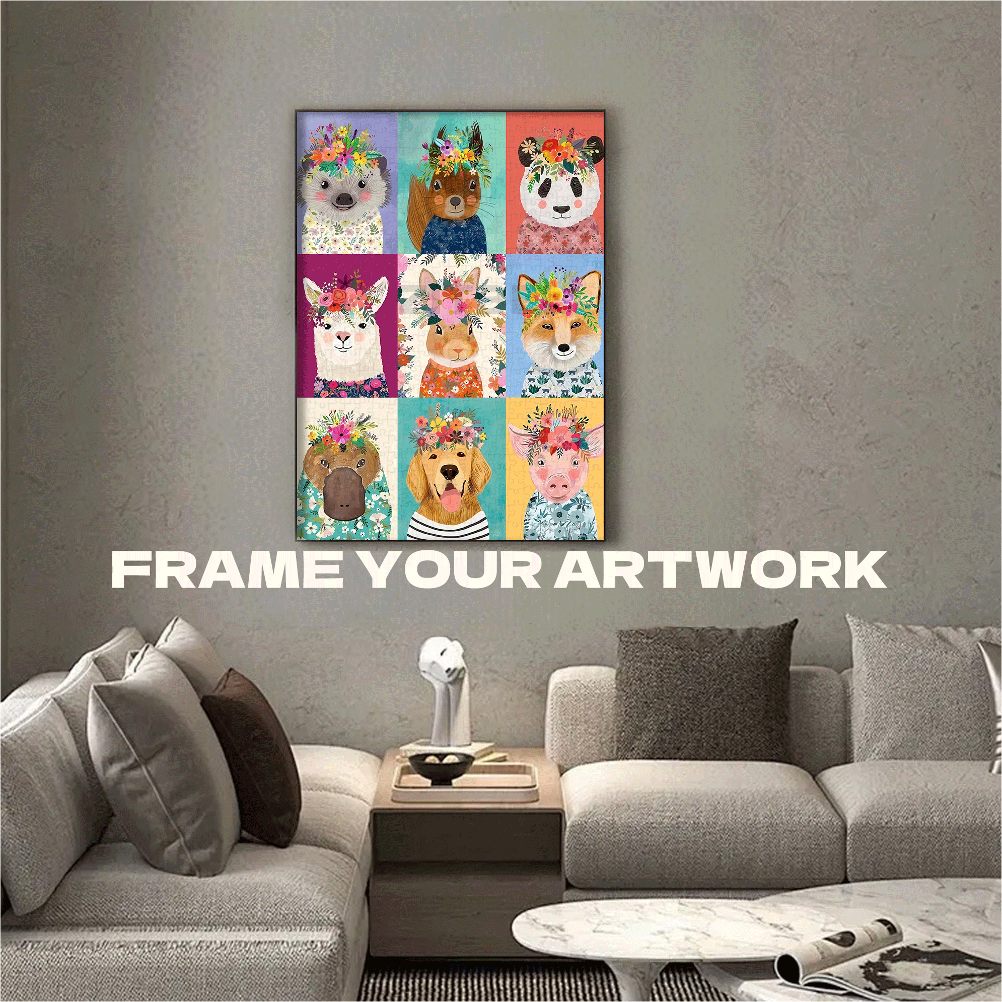 Flowers & Animals 2 500pcs/1000pcs Jigsaw Puzzle, Scratch-Resistant, Interactive Family Game & Brain-Boosting DIY Decor, Perfect for Halloween, Christmas & New Year Gifts, Family Puzzle Game