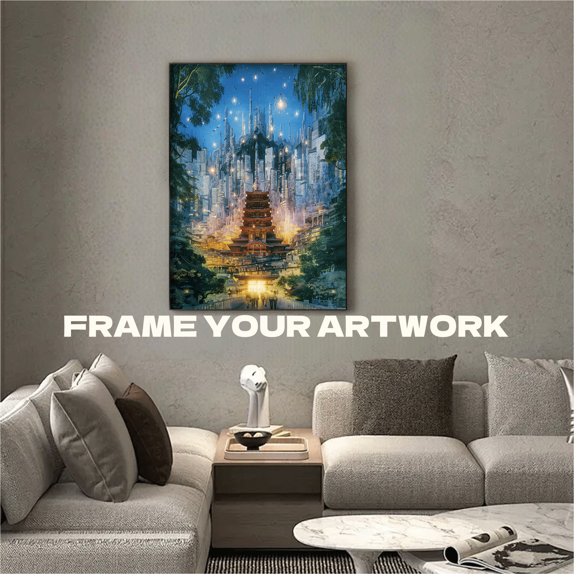Future Cities 500pcs/1000pcs Jigsaw Puzzle, Scratch-Resistant, Interactive Family Game & Brain-Boosting DIY Decor, Perfect for Halloween, Christmas & New Year Gifts, Family Puzzle Game