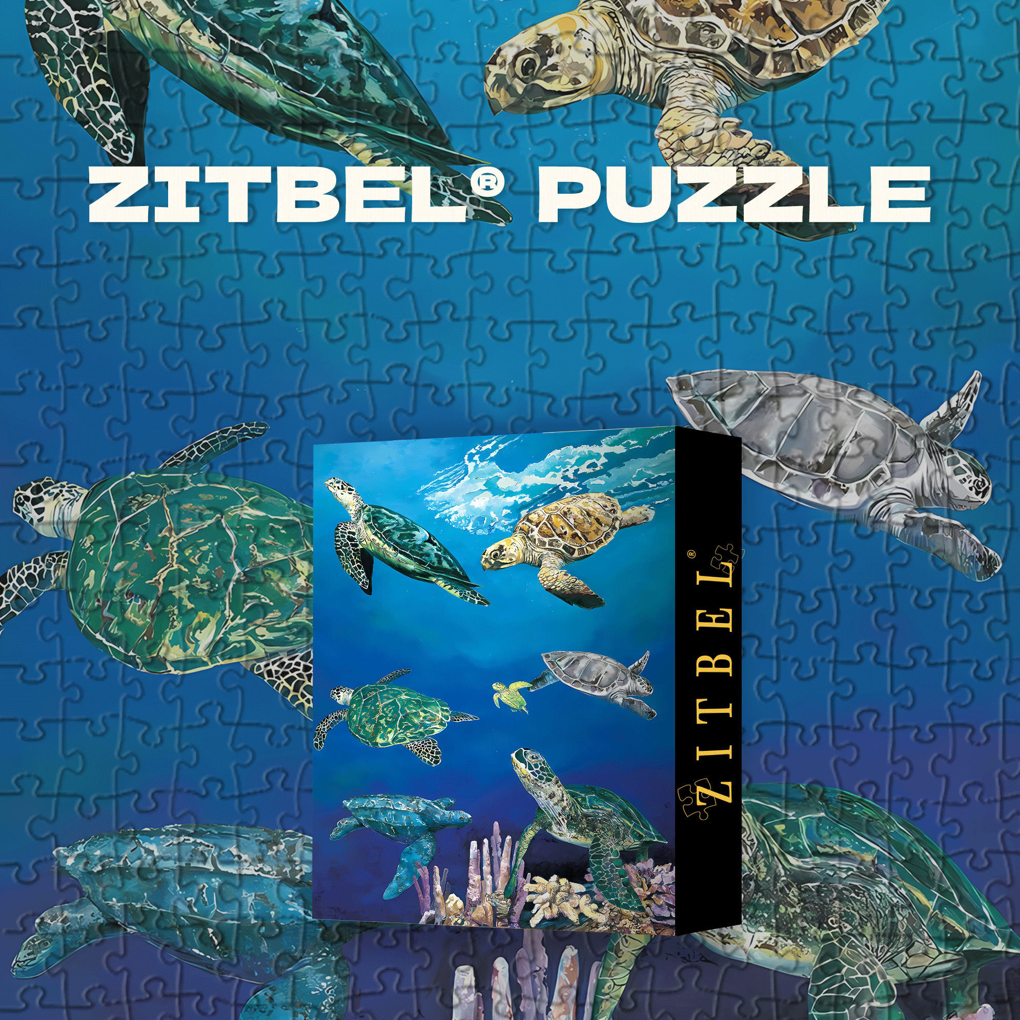 Majestic Sea Turtles 500pcs/1000pcs Jigsaw Puzzle, Scratch-Resistant, Interactive Family Game & Brain-Boosting DIY Decor, Perfect for Halloween, Christmas & New Year Gifts, Family Puzzle Game