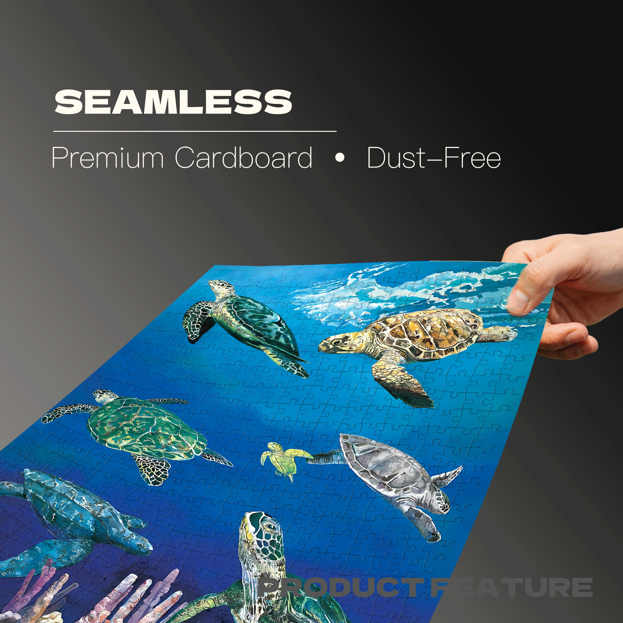 Majestic Sea Turtles 500pcs/1000pcs Jigsaw Puzzle, Scratch-Resistant, Interactive Family Game & Brain-Boosting DIY Decor, Perfect for Halloween, Christmas & New Year Gifts, Family Puzzle Game