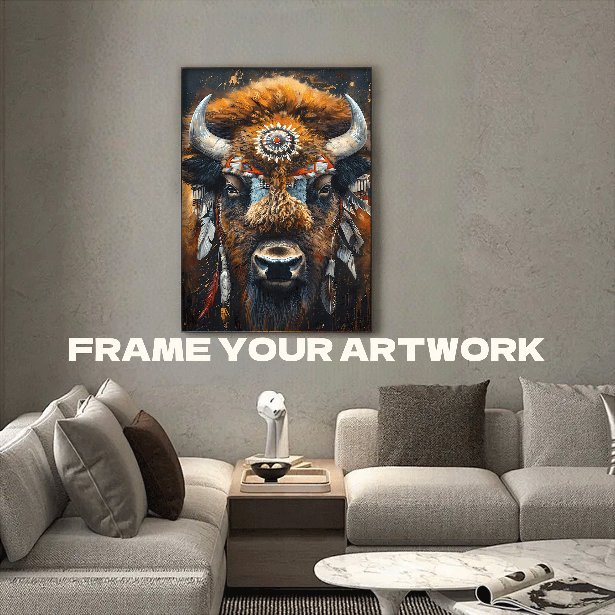 Native American Bison 500pcs/1000pcs Jigsaw Puzzle, Scratch-Resistant, Interactive Family Game & Brain-Boosting DIY Decor, Perfect for Halloween, Christmas & New Year Gifts, Family Puzzle Game