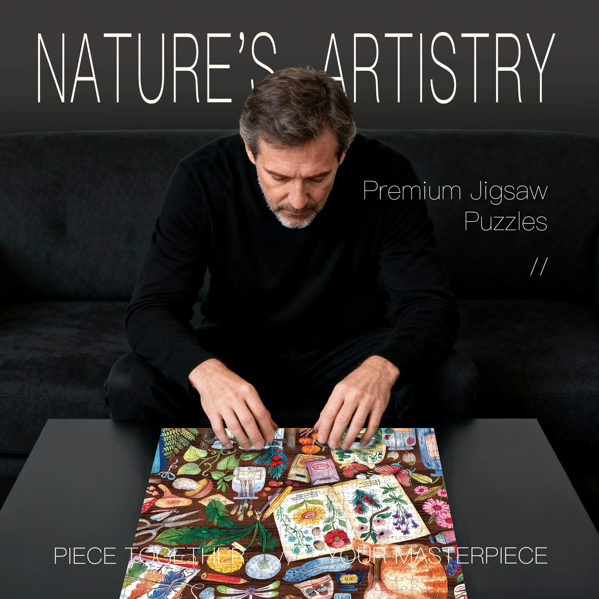 Naturalist's Cat 500pcs/1000pcs Jigsaw Puzzle, Scratch-Resistant, Interactive Family Game & Brain-Boosting DIY Decor, Perfect for Halloween, Christmas & New Year Gifts, Family Puzzle Game