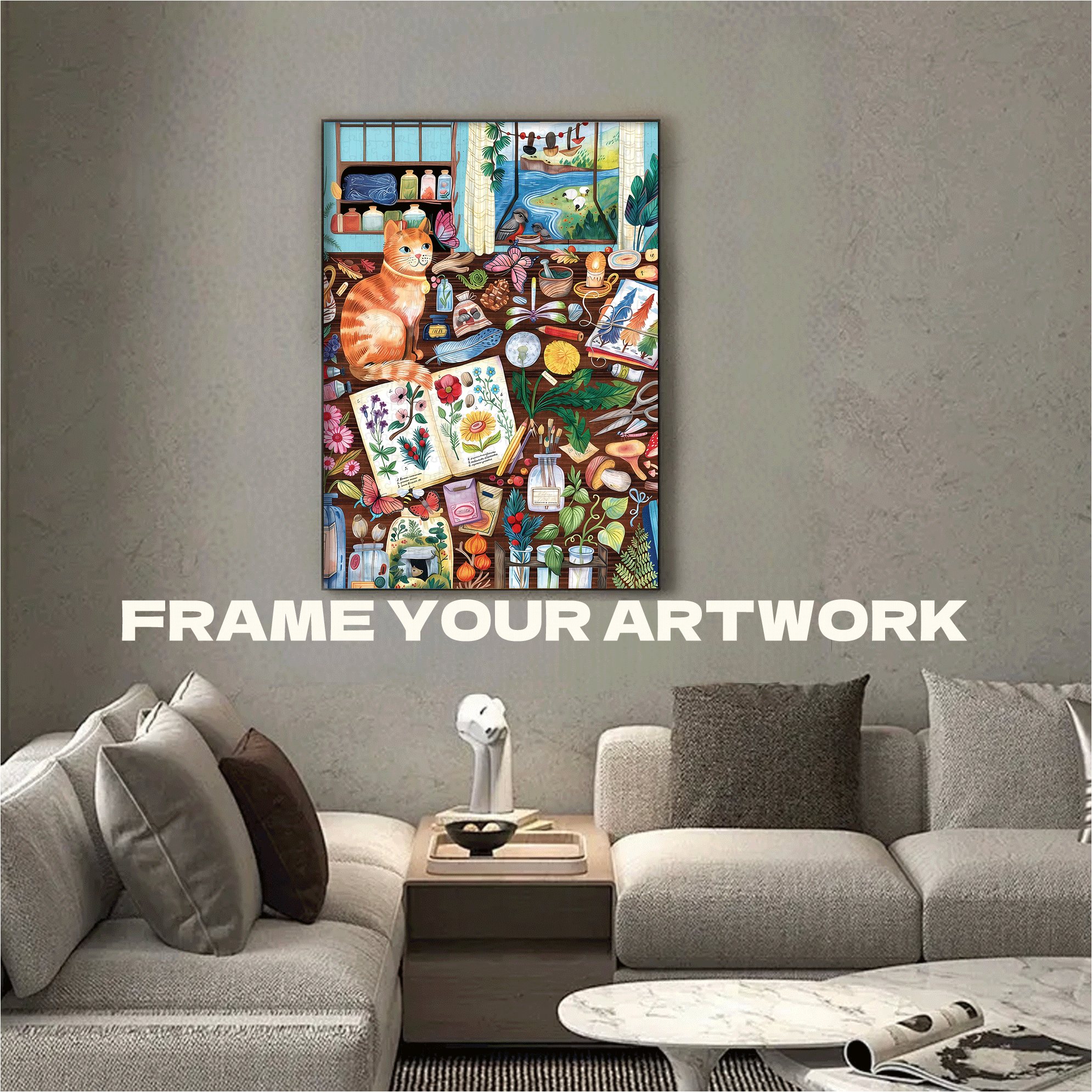 Naturalist's Cat 500pcs/1000pcs Jigsaw Puzzle, Scratch-Resistant, Interactive Family Game & Brain-Boosting DIY Decor, Perfect for Halloween, Christmas & New Year Gifts, Family Puzzle Game