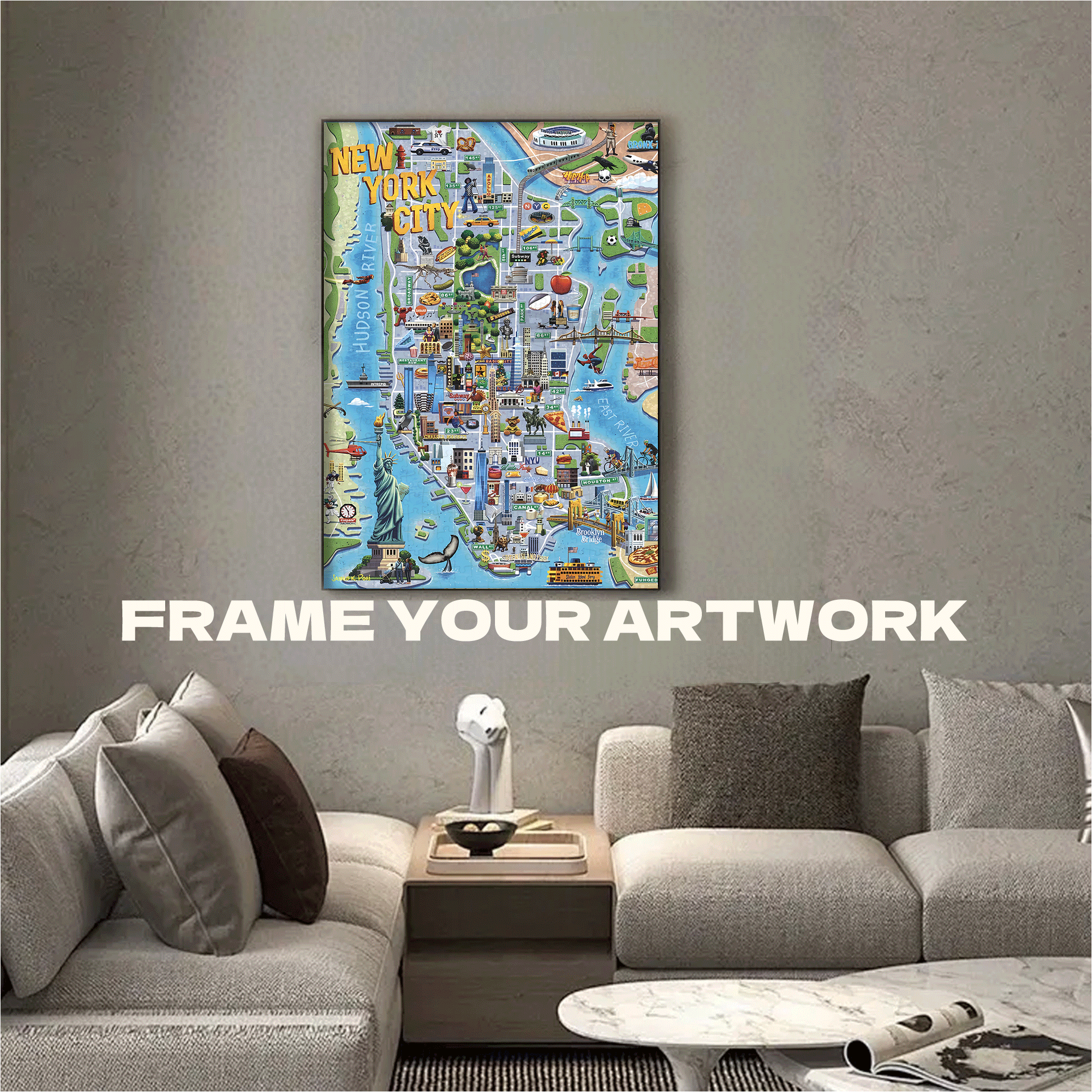 New York 500pcs/1000pcs Jigsaw Puzzle, Scratch-Resistant, Interactive Family Game & Brain-Boosting DIY Decor, Perfect for Halloween, Christmas & New Year Gifts, Family Puzzle Game