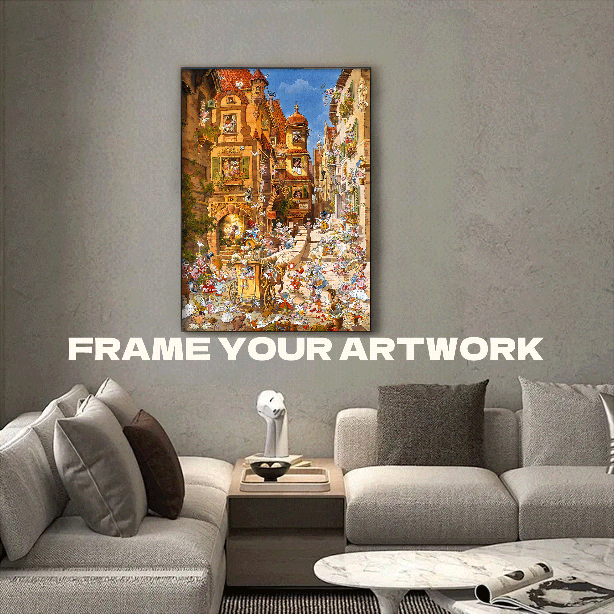 Romantic Town 500pcs/1000pcs Jigsaw Puzzle, Scratch-Resistant, Interactive Family Game & Brain-Boosting DIY Decor, Perfect for Halloween, Christmas & New Year Gifts, Family Puzzle Game