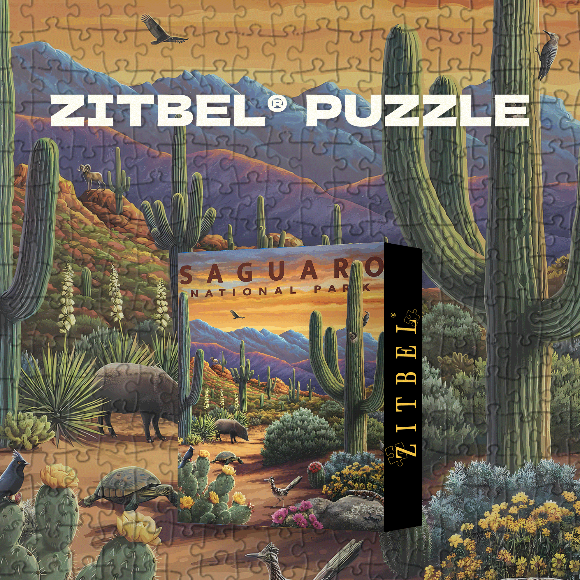Saguaro National Park 500pcs/1000pcs Jigsaw Puzzle, Scratch-Resistant, Interactive Family Game & Brain-Boosting DIY Decor, Perfect for Halloween, Christmas & New Year Gifts, Family Puzzle Game