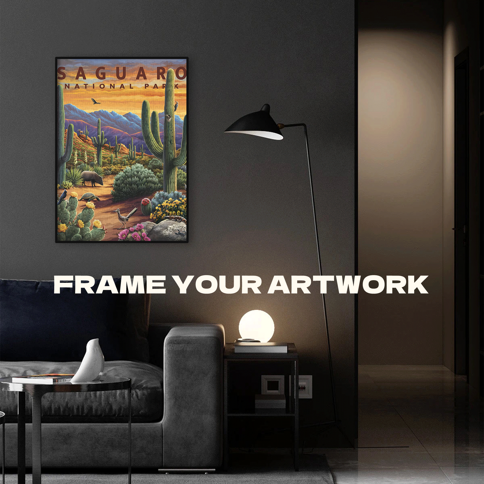 Saguaro National Park 500pcs/1000pcs Jigsaw Puzzle, Scratch-Resistant, Interactive Family Game & Brain-Boosting DIY Decor, Perfect for Halloween, Christmas & New Year Gifts, Family Puzzle Game