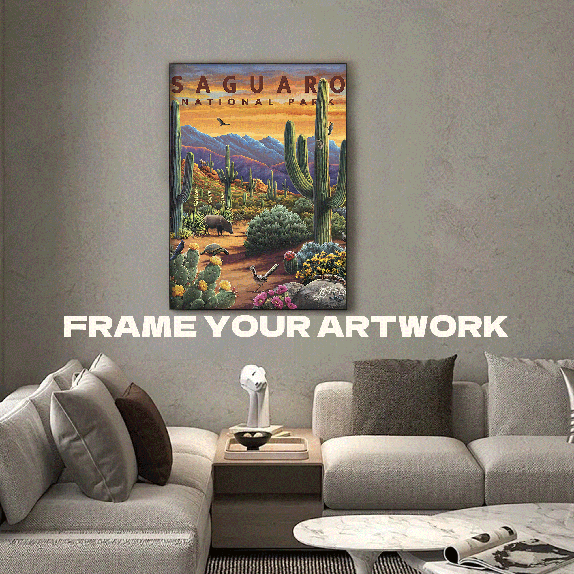 Saguaro National Park 500pcs/1000pcs Jigsaw Puzzle, Scratch-Resistant, Interactive Family Game & Brain-Boosting DIY Decor, Perfect for Halloween, Christmas & New Year Gifts, Family Puzzle Game