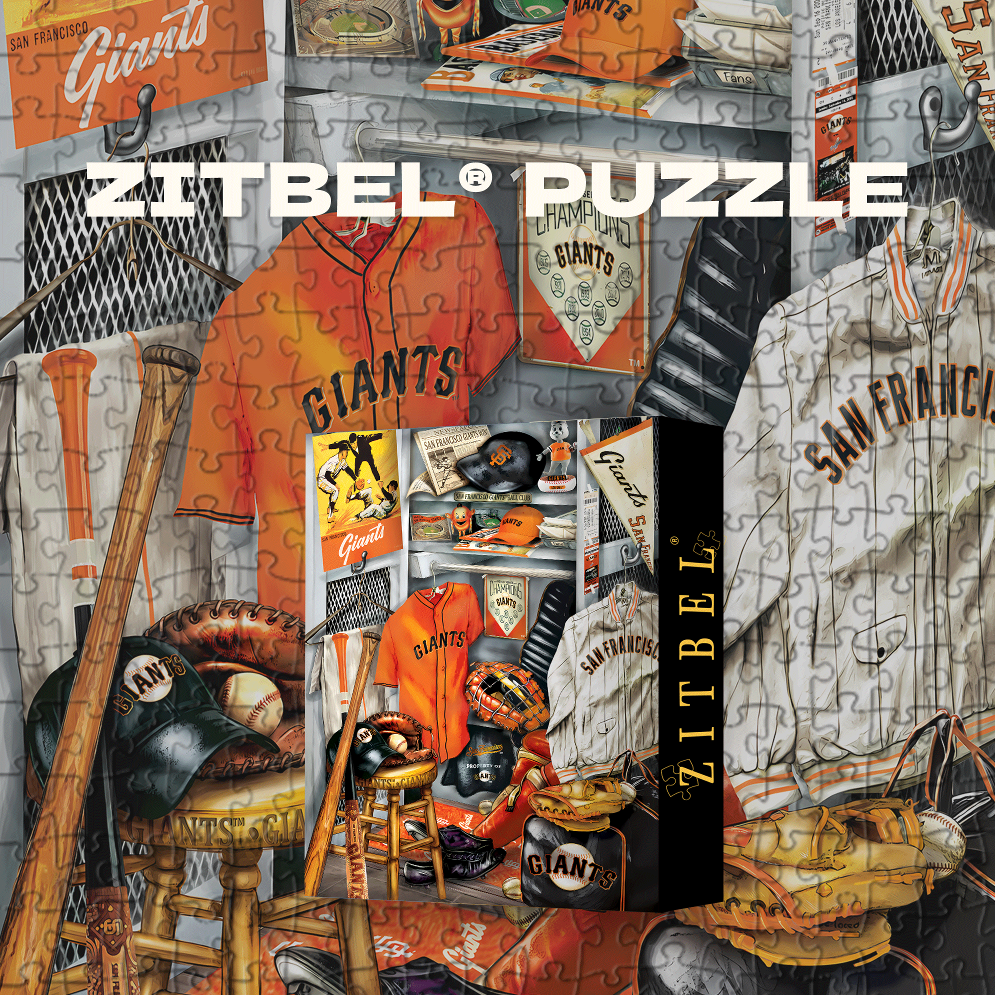 San Francisco Giants MLB Locker Room 500pcs/1000pcs Jigsaw Puzzle, Scratch-Resistant, Interactive Family Game & Brain-Boosting DIY Decor, Perfect for Halloween, Christmas & New Year Gifts, Family Puzzle Game