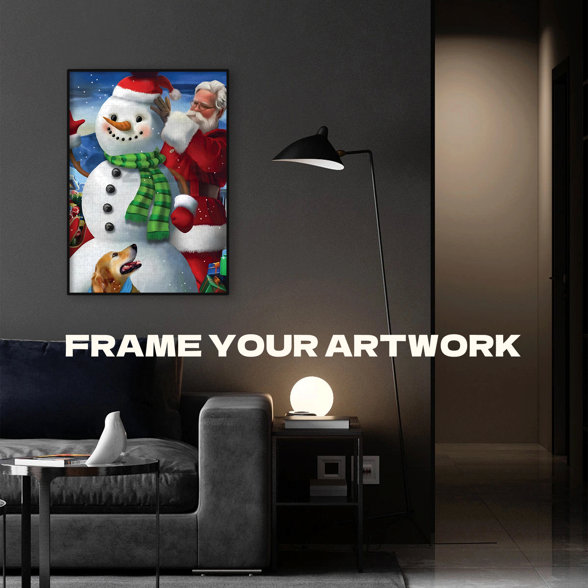 Santa By Moonlight Glow 500pcs/1000pcs Jigsaw Puzzle, Scratch-Resistant, Interactive Family Game & Brain-Boosting DIY Decor, Perfect for Halloween, Christmas & New Year Gifts, Family Puzzle Game