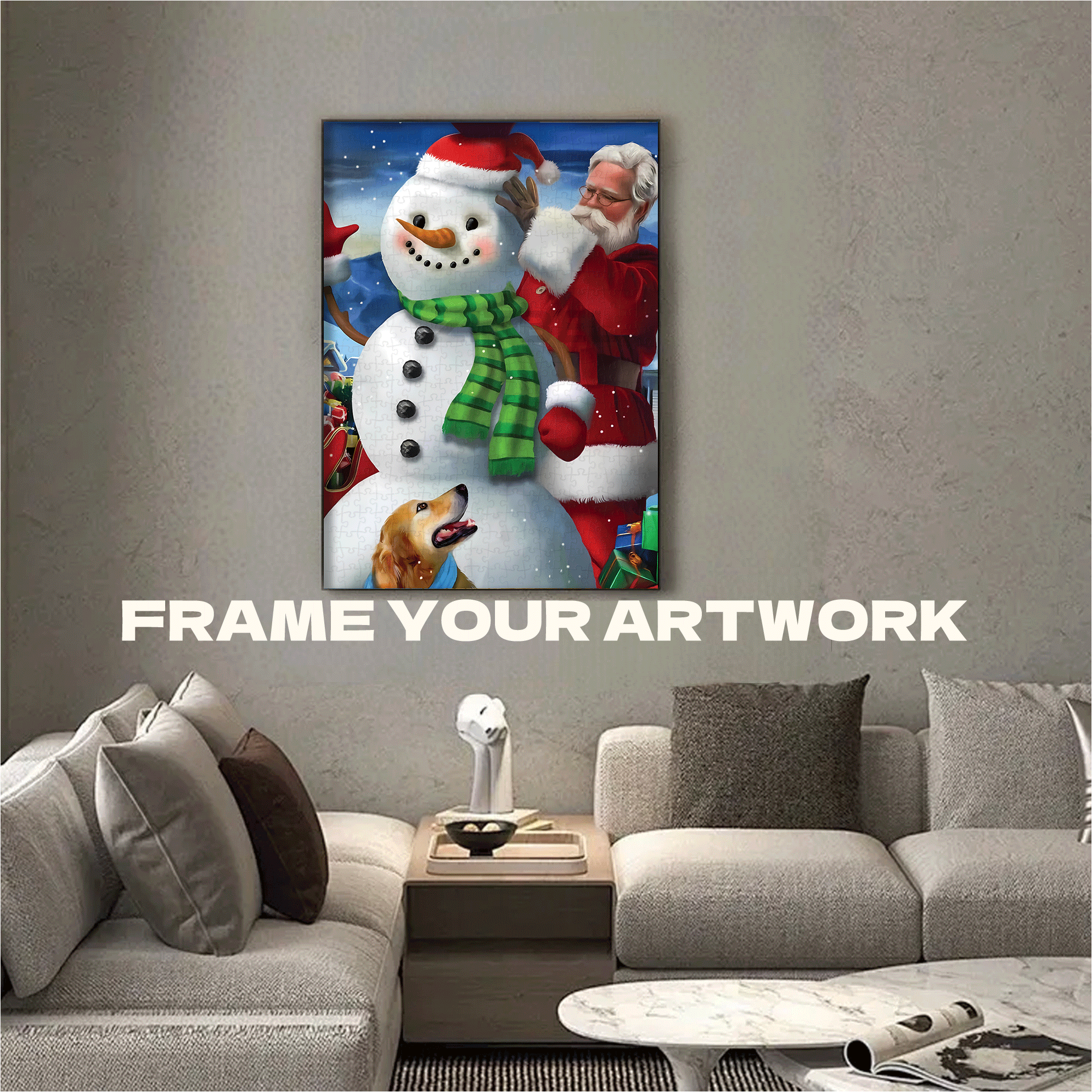 Santa By Moonlight Glow 500pcs/1000pcs Jigsaw Puzzle, Scratch-Resistant, Interactive Family Game & Brain-Boosting DIY Decor, Perfect for Halloween, Christmas & New Year Gifts, Family Puzzle Game