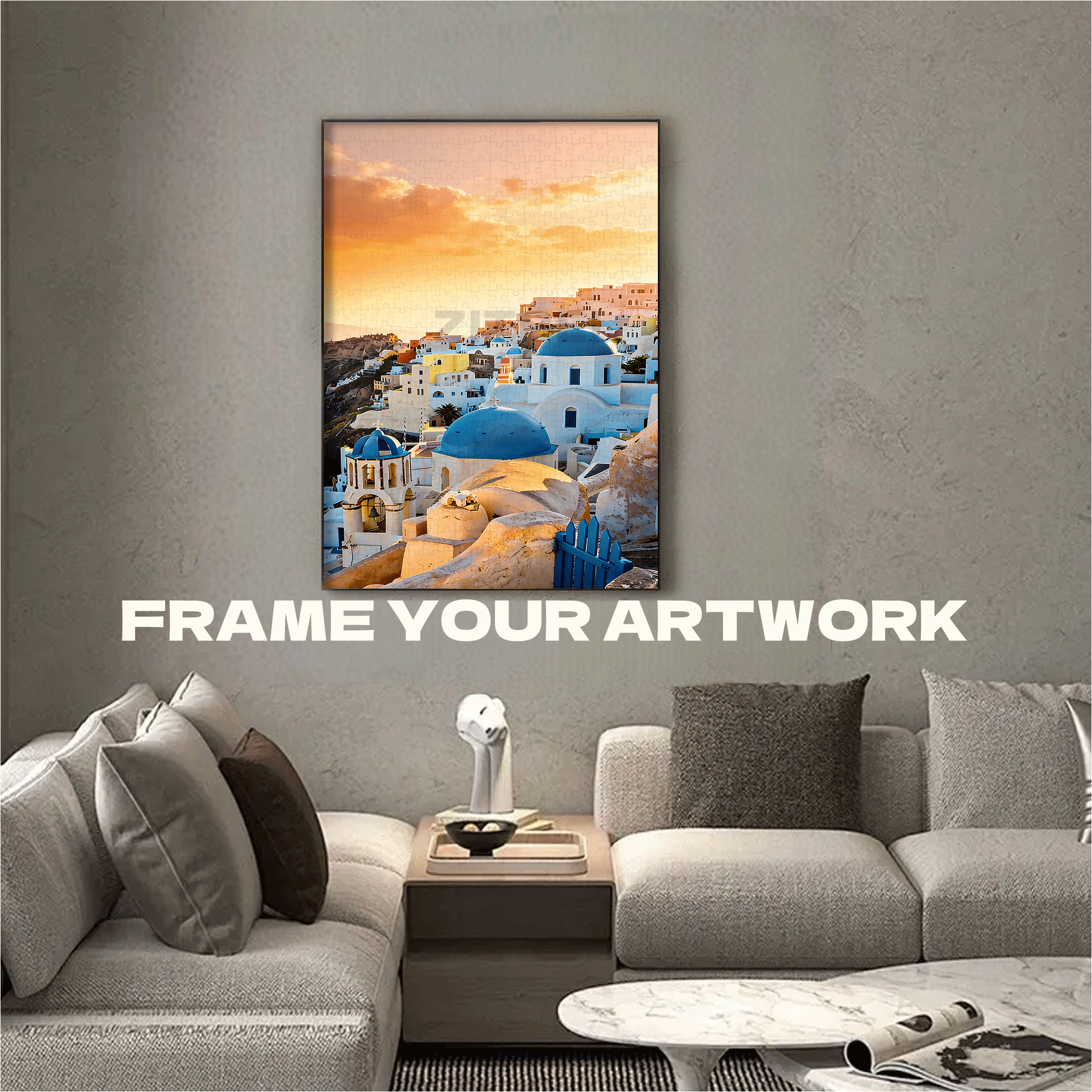 Santorini 500pcs/1000pcs Jigsaw Puzzle, Scratch-Resistant, Interactive Family Game & Brain-Boosting DIY Decor, Perfect for Halloween, Christmas & New Year Gifts, Family Puzzle Game