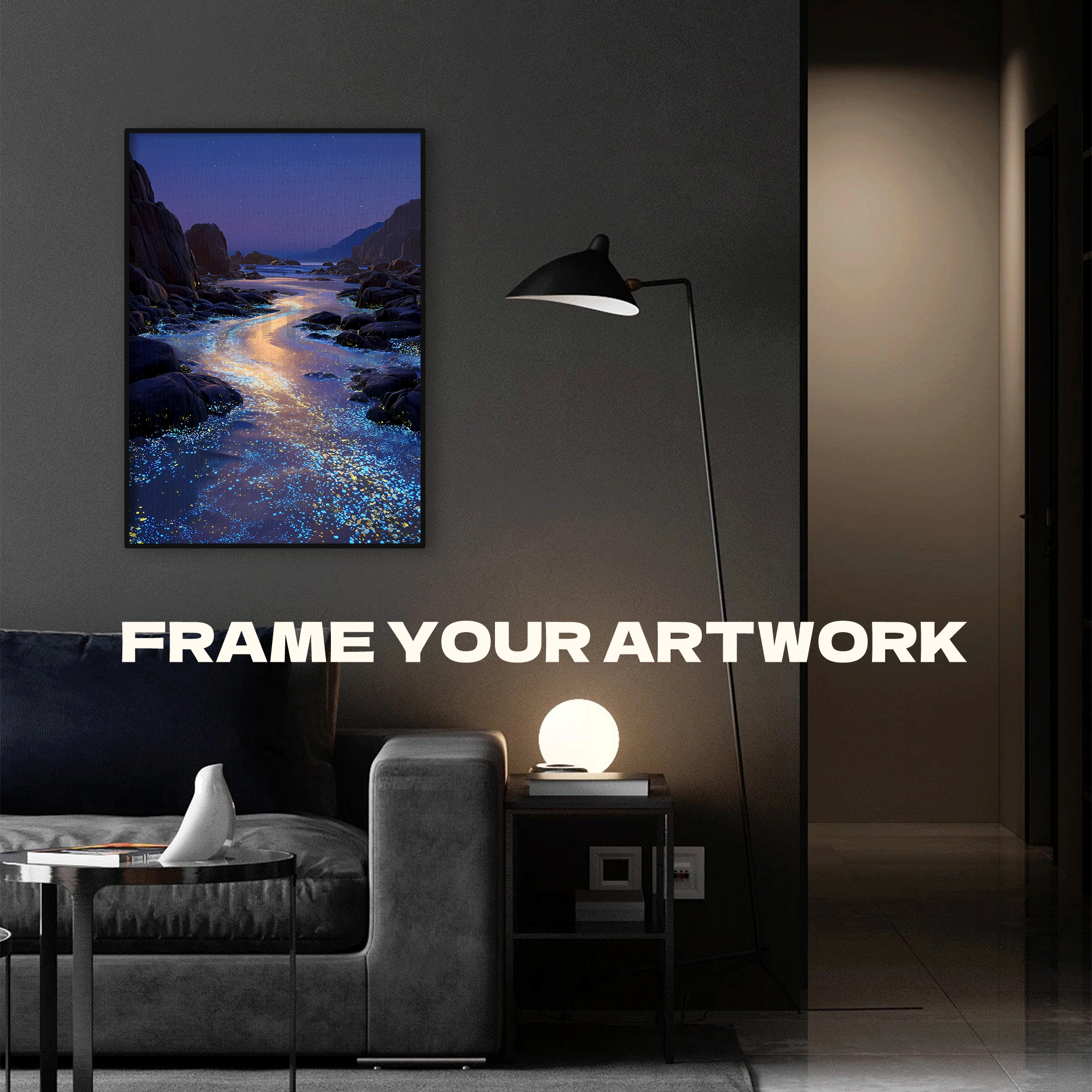 Warm Golden Valley Creek Nestled Among Stars 500pcs/1000pcs Jigsaw Puzzle, Scratch-Resistant, Interactive Family Game & Brain-Boosting DIY Decor, Perfect for Halloween, Christmas & New Year Gifts, Family Puzzle Game