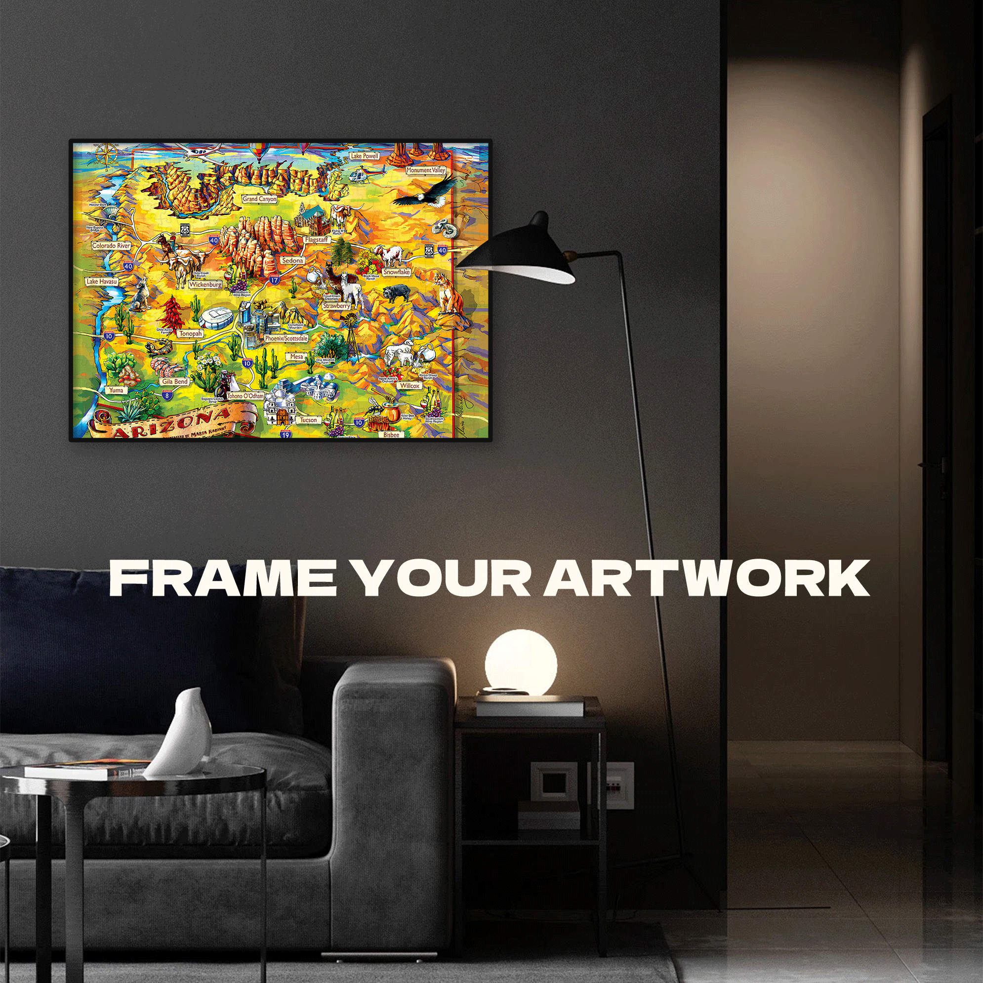 Arizona Map 500pcs/1000pcs Jigsaw Puzzle, Scratch-Resistant, Interactive Family Game & Brain-Boosting DIY Decor, Perfect for Halloween, Christmas & New Year Gifts, Family Puzzle Game