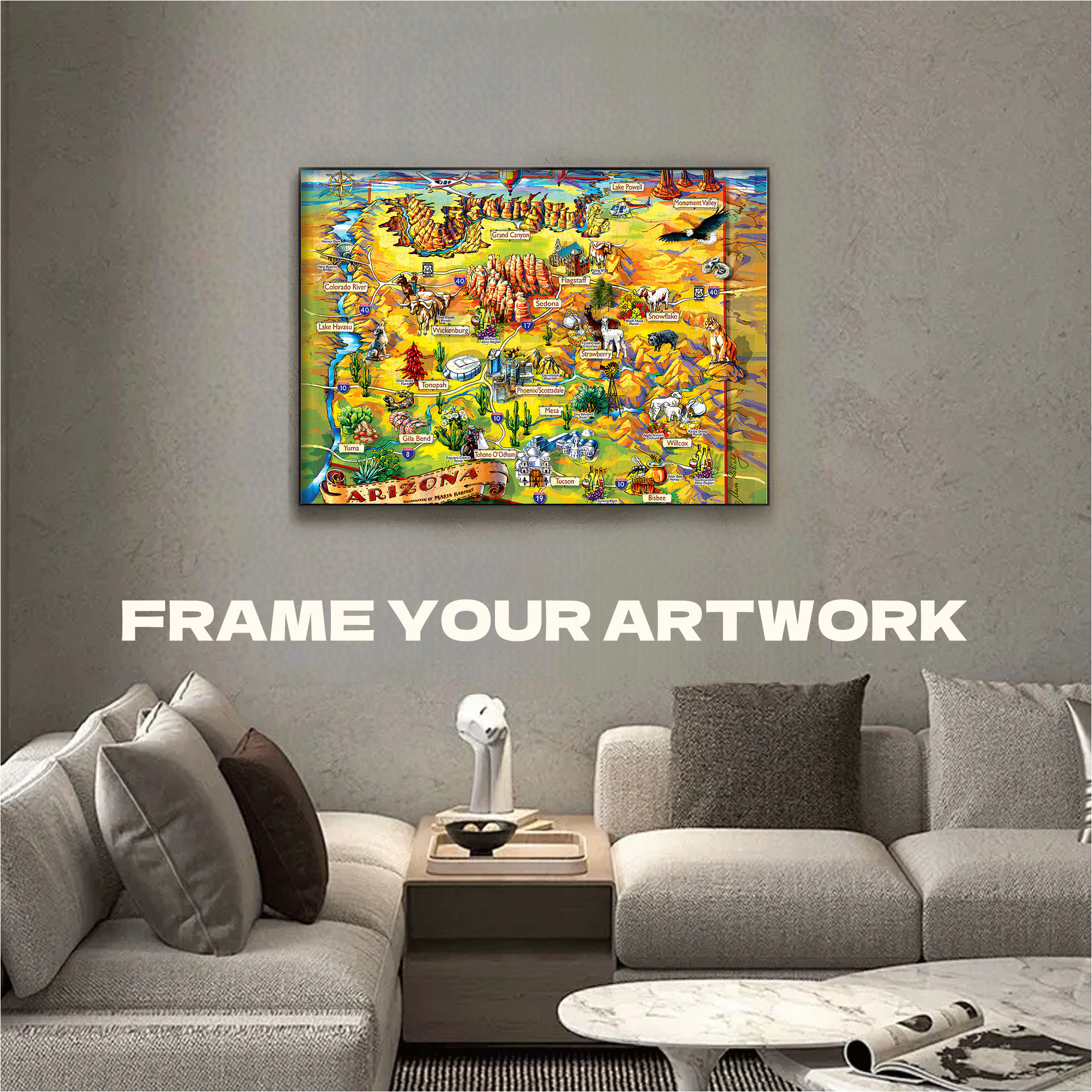Arizona Map 500pcs/1000pcs Jigsaw Puzzle, Scratch-Resistant, Interactive Family Game & Brain-Boosting DIY Decor, Perfect for Halloween, Christmas & New Year Gifts, Family Puzzle Game