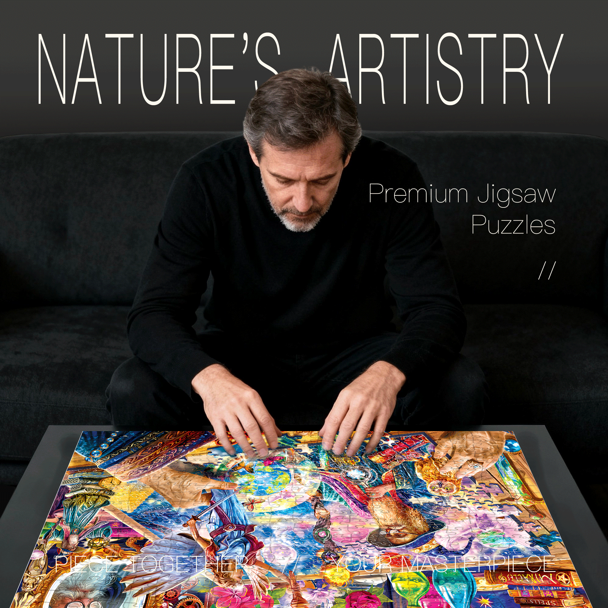 Assembling The Arcane 500pcs/1000pcs Jigsaw Puzzle, Scratch-Resistant, Interactive Family Game & Brain-Boosting DIY Decor, Perfect for Halloween, Christmas & New Year Gifts, Family Puzzle Game