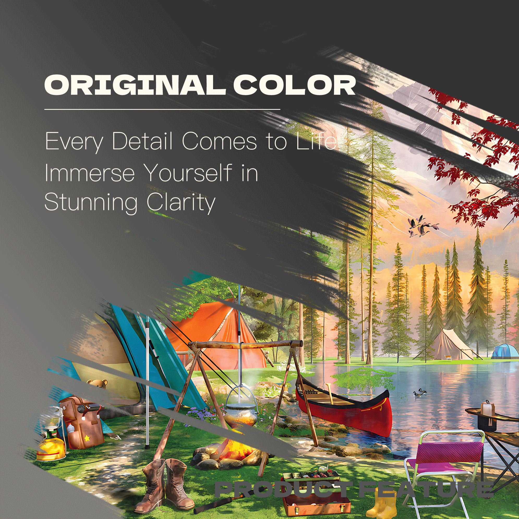 Camping Tranquility 500pcs/1000pcs Jigsaw Puzzle, Scratch-Resistant, Interactive Family Game & Brain-Boosting DIY Decor, Perfect for Halloween, Christmas & New Year Gifts, Family Puzzle Game