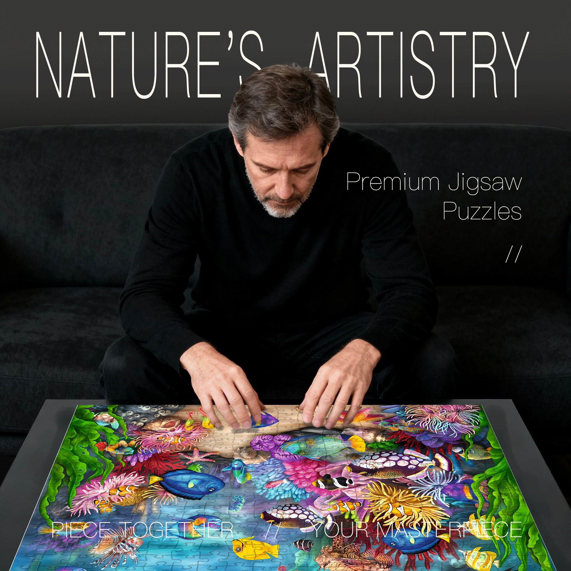 Tropical Reef Life 500pcs/1000pcs Jigsaw Puzzle, Scratch-Resistant, Interactive Family Game & Brain-Boosting DIY Decor, Perfect for Halloween, Christmas & New Year Gifts, Family Puzzle Game
