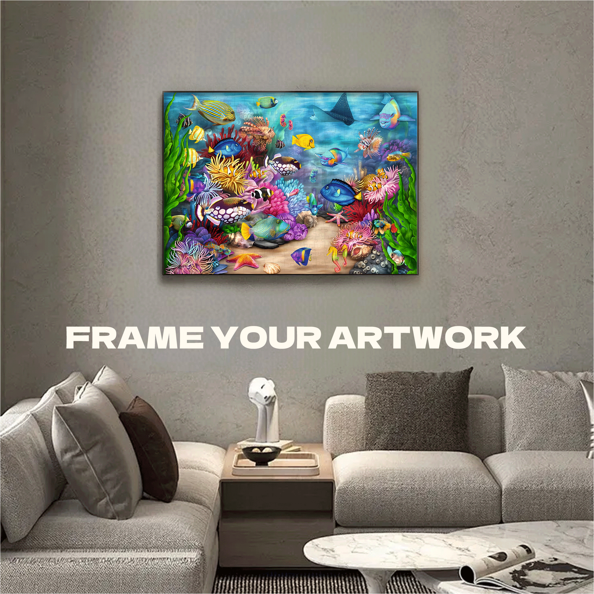 Tropical Reef Life 500pcs/1000pcs Jigsaw Puzzle, Scratch-Resistant, Interactive Family Game & Brain-Boosting DIY Decor, Perfect for Halloween, Christmas & New Year Gifts, Family Puzzle Game