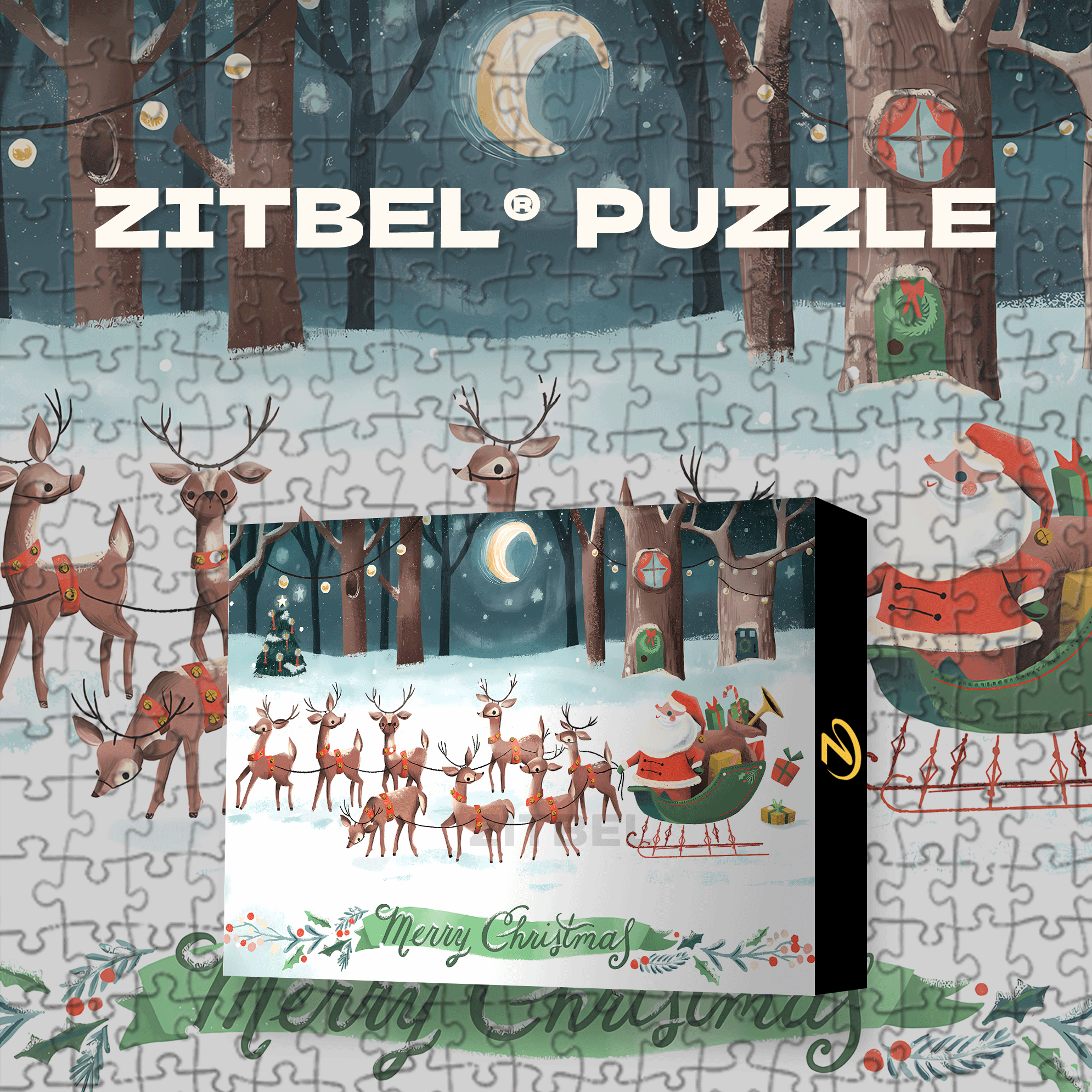 Twas The Night Before Christmas 500pcs/1000pcs Jigsaw Puzzle, Scratch-Resistant, Interactive Family Game & Brain-Boosting DIY Decor, Perfect for Halloween, Christmas & New Year Gifts, Family Puzzle Game
