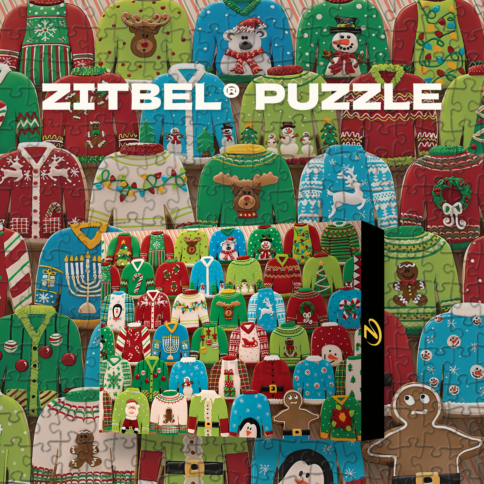 Ugly Xmas Sweaters 500pcs/1000pcs Jigsaw Puzzle, Scratch-Resistant, Interactive Family Game & Brain-Boosting DIY Decor, Perfect for Halloween, Christmas & New Year Gifts, Family Puzzle Game