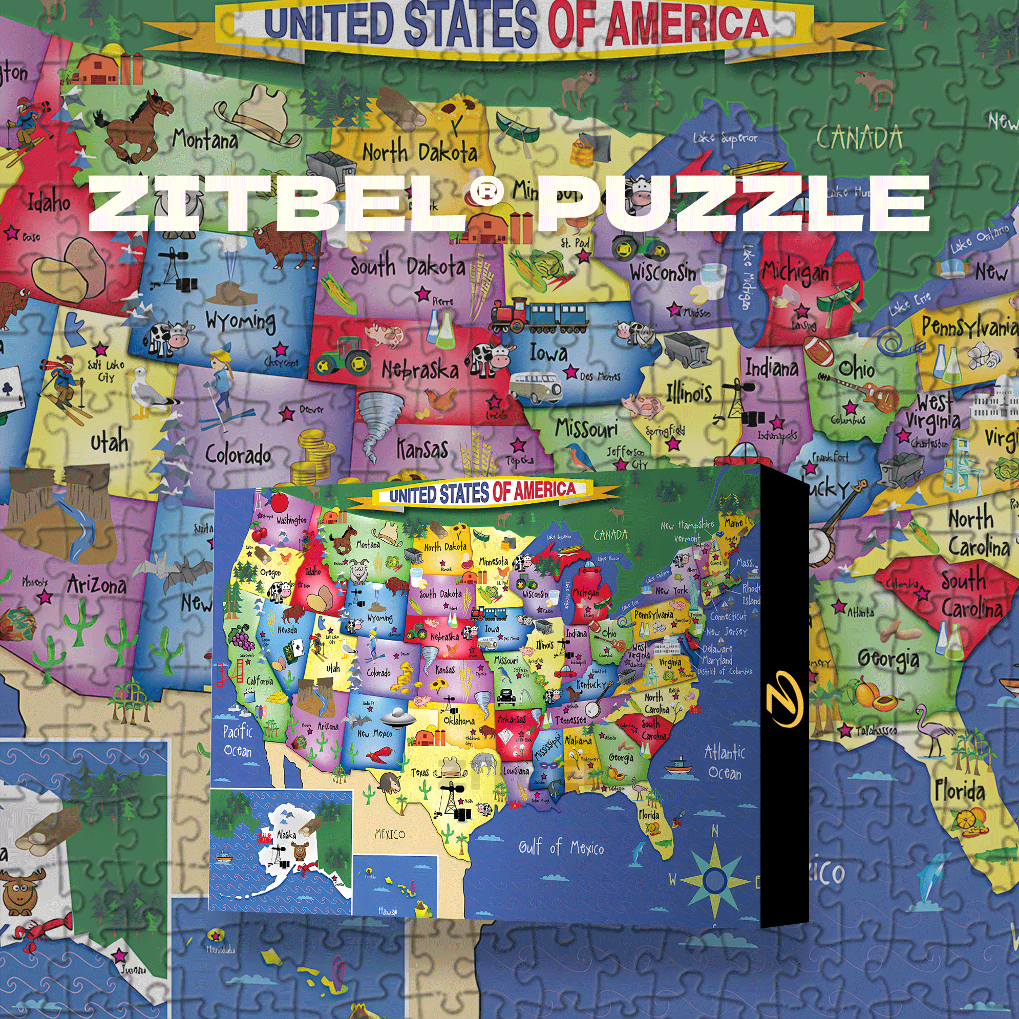 United States Of America 500pcs/1000pcs Jigsaw Puzzle, Scratch-Resistant, Interactive Family Game & Brain-Boosting DIY Decor, Perfect for Halloween, Christmas & New Year Gifts, Family Puzzle Game