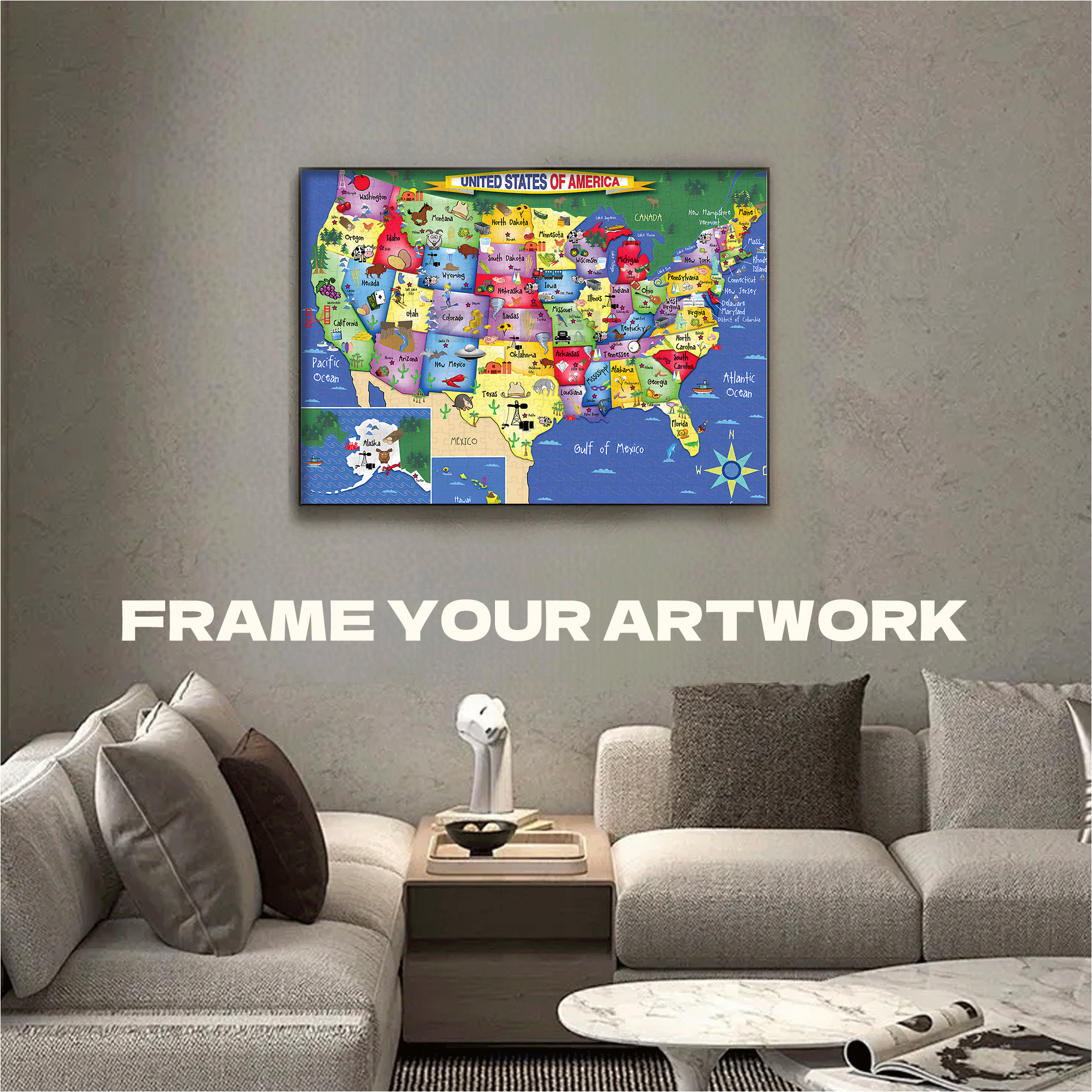 United States Of America 500pcs/1000pcs Jigsaw Puzzle, Scratch-Resistant, Interactive Family Game & Brain-Boosting DIY Decor, Perfect for Halloween, Christmas & New Year Gifts, Family Puzzle Game