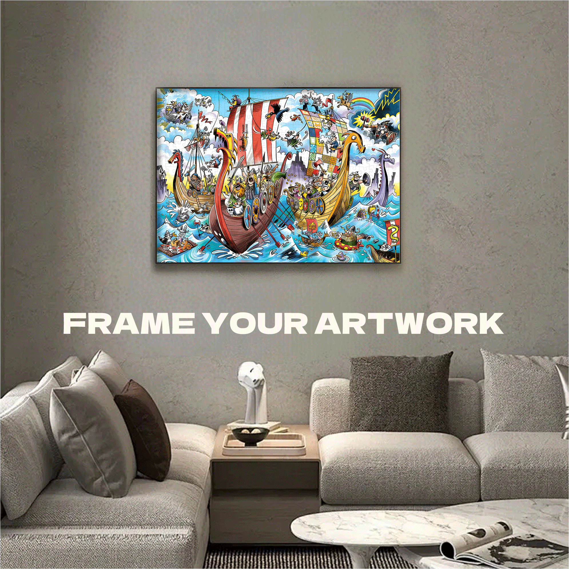 Viking Voyage 500pcs/1000pcs Jigsaw Puzzle, Scratch-Resistant, Interactive Family Game & Brain-Boosting DIY Decor, Perfect for Halloween, Christmas & New Year Gifts, Family Puzzle Game