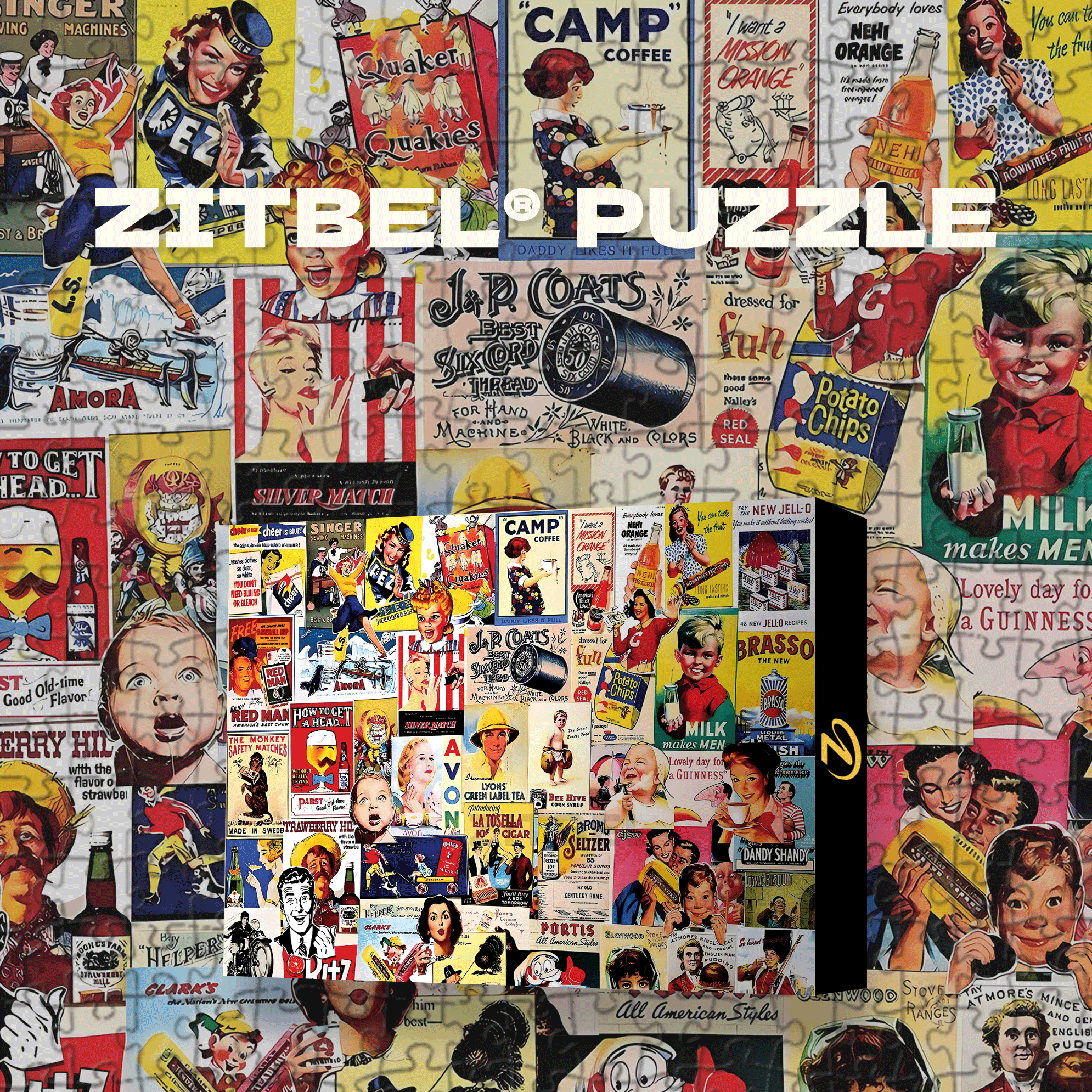 Vintage Ads 500pcs/1000pcs Jigsaw Puzzle, Scratch-Resistant, Interactive Family Game & Brain-Boosting DIY Decor, Perfect for Halloween, Christmas & New Year Gifts, Family Puzzle Game