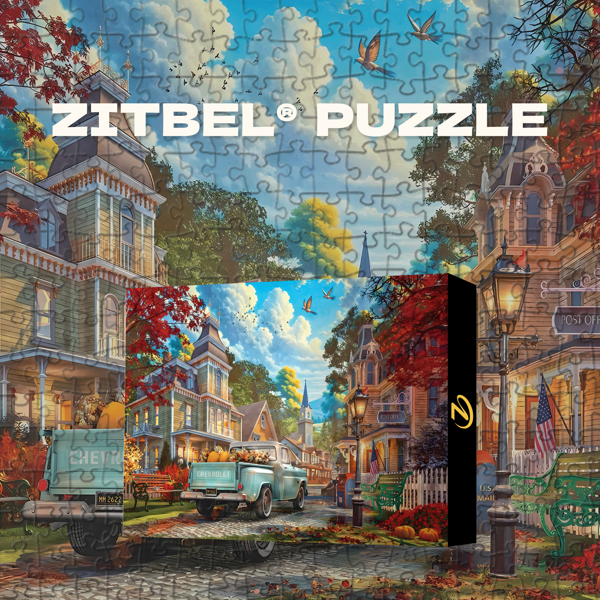 Chevrolet Autumn Afteroon 500pcs/1000pcs Jigsaw Puzzle, Scratch-Resistant, Interactive Family Game & Brain-Boosting DIY Decor, Perfect for Halloween, Christmas & New Year Gifts, Family Puzzle Game