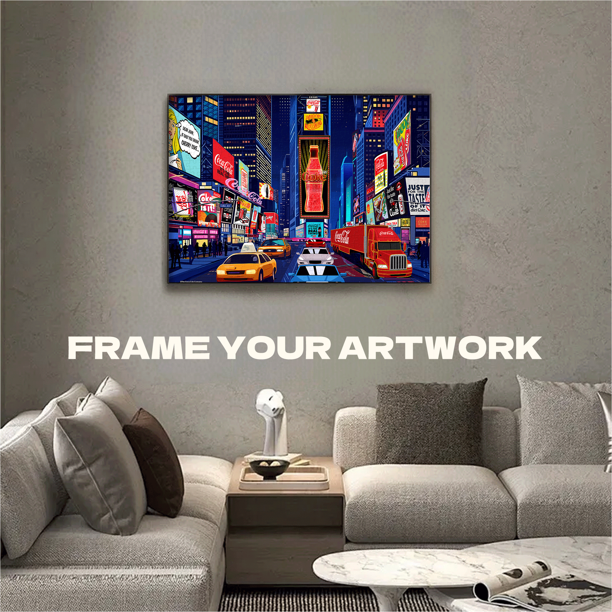 Cola City Nights 500pcs/1000pcs Jigsaw Puzzle, Scratch-Resistant, Interactive Family Game & Brain-Boosting DIY Decor, Perfect for Halloween, Christmas & New Year Gifts, Family Puzzle Game