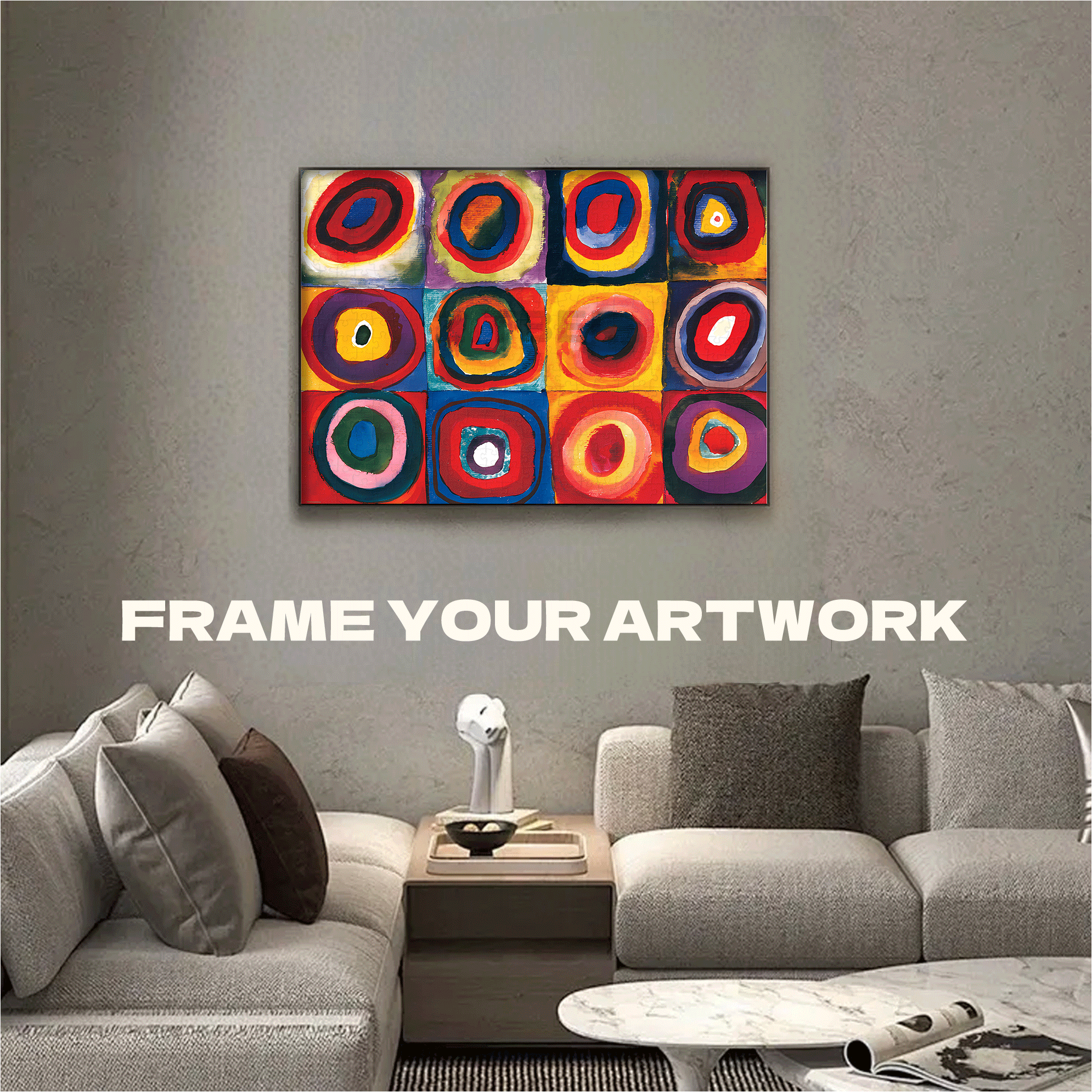 Colour Study of Squares 500pcs/1000pcs Jigsaw Puzzle, Scratch-Resistant, Interactive Family Game & Brain-Boosting DIY Decor, Perfect for Halloween, Christmas & New Year Gifts, Family Puzzle Game
