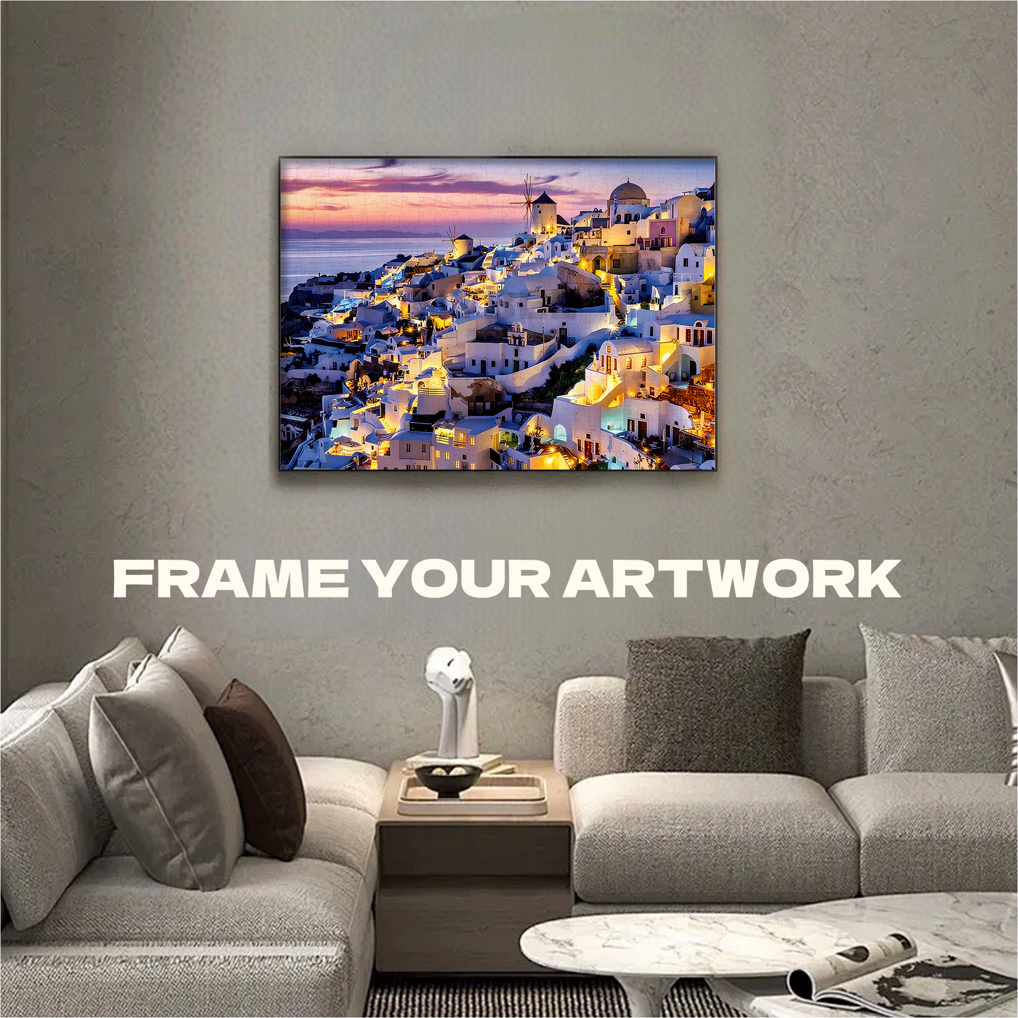 Coucher de soleil sur Santorin 500pcs/1000pcs Jigsaw Puzzle, Scratch-Resistant, Interactive Family Game & Brain-Boosting DIY Decor, Perfect for Halloween, Christmas & New Year Gifts, Family Puzzle Game
