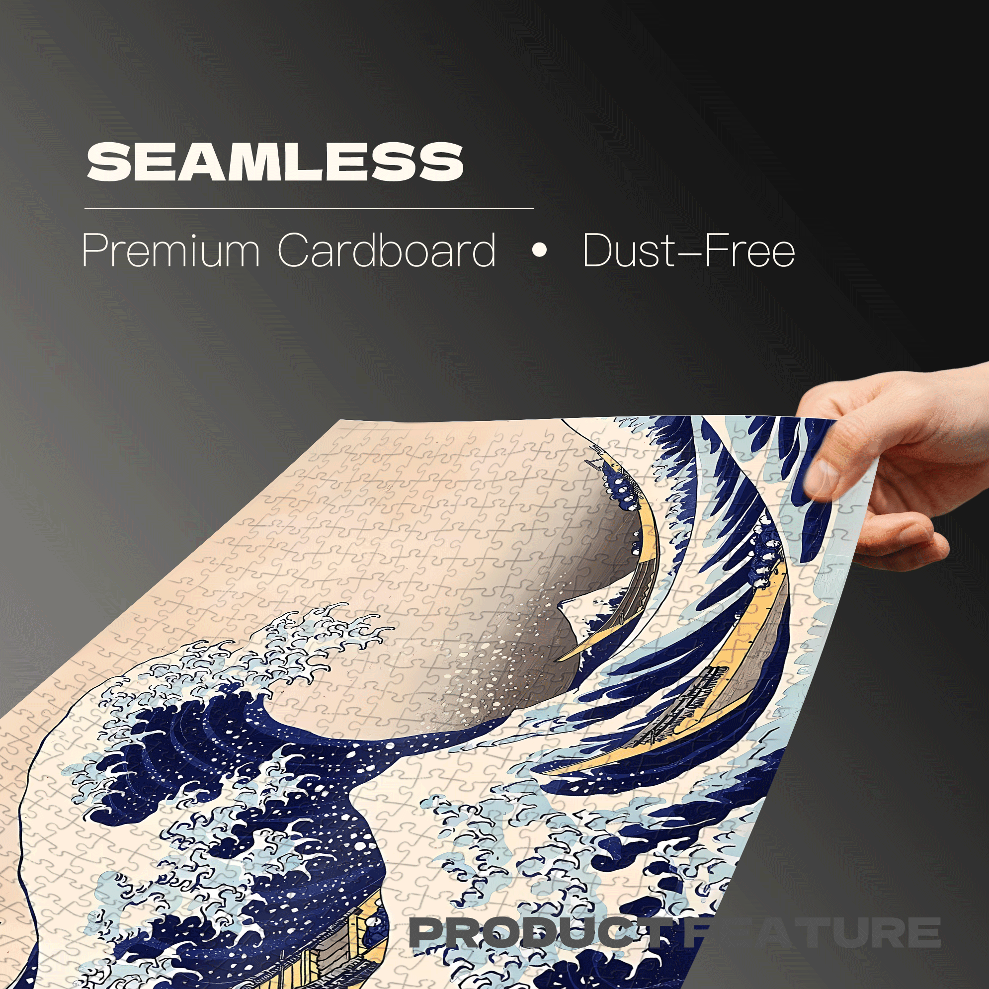 The Great Wave off Kanagawa 500pcs/1000pcs Jigsaw Puzzle, Scratch-Resistant, Interactive Family Game & Brain-Boosting DIY Decor, Perfect for Halloween, Christmas & New Year Gifts, Family Puzzle Game